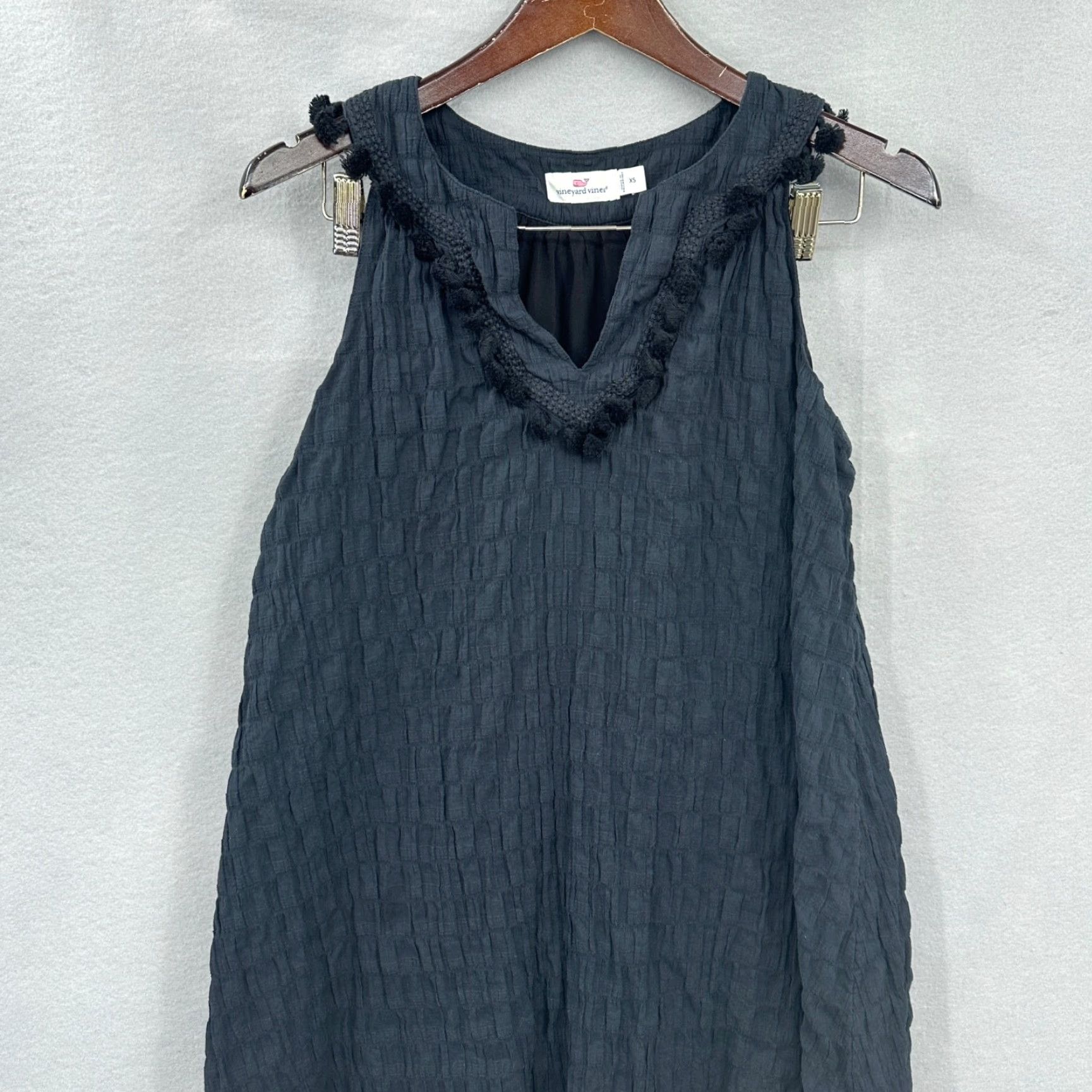 Vineyard Vines Vineyard Vines Dress Womens XS Textured Pom Pom Preppy Muslin Boho Quiet Luxury Dress Short XS Black Bohemian Preppy Womens Size XS / US 0-2 / IT 36-38 - 2 Thumbnail