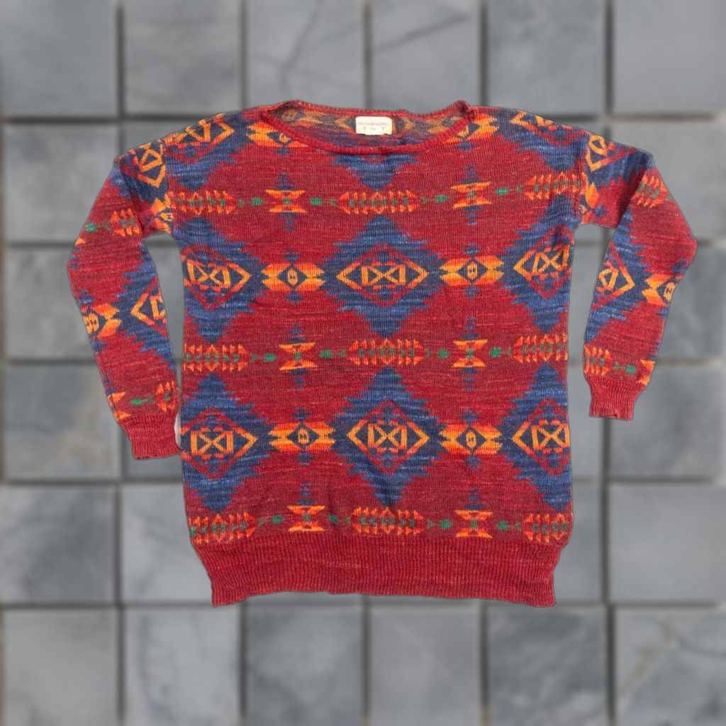 Vintage VINTAGE Ralph Lauren Denim & Supply Women's Sweater Pullover All Seasons Red Small Knit Crossbody Native Aztec Southwestern 90s Size S / US 4 / IT 40 - 1 Thumbnail