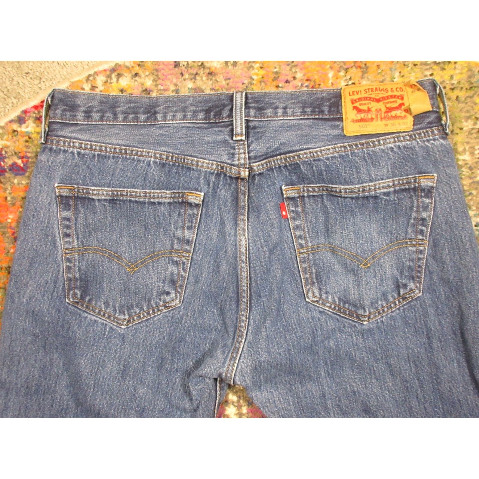 Levi's VINTAGE Levis 501 Jeans 36x32 Original Fit Denim Pants Mens Blue Button Fly 5-Pocket Classic Straight Size US 36 / EU 52 - 4 Thumbnail