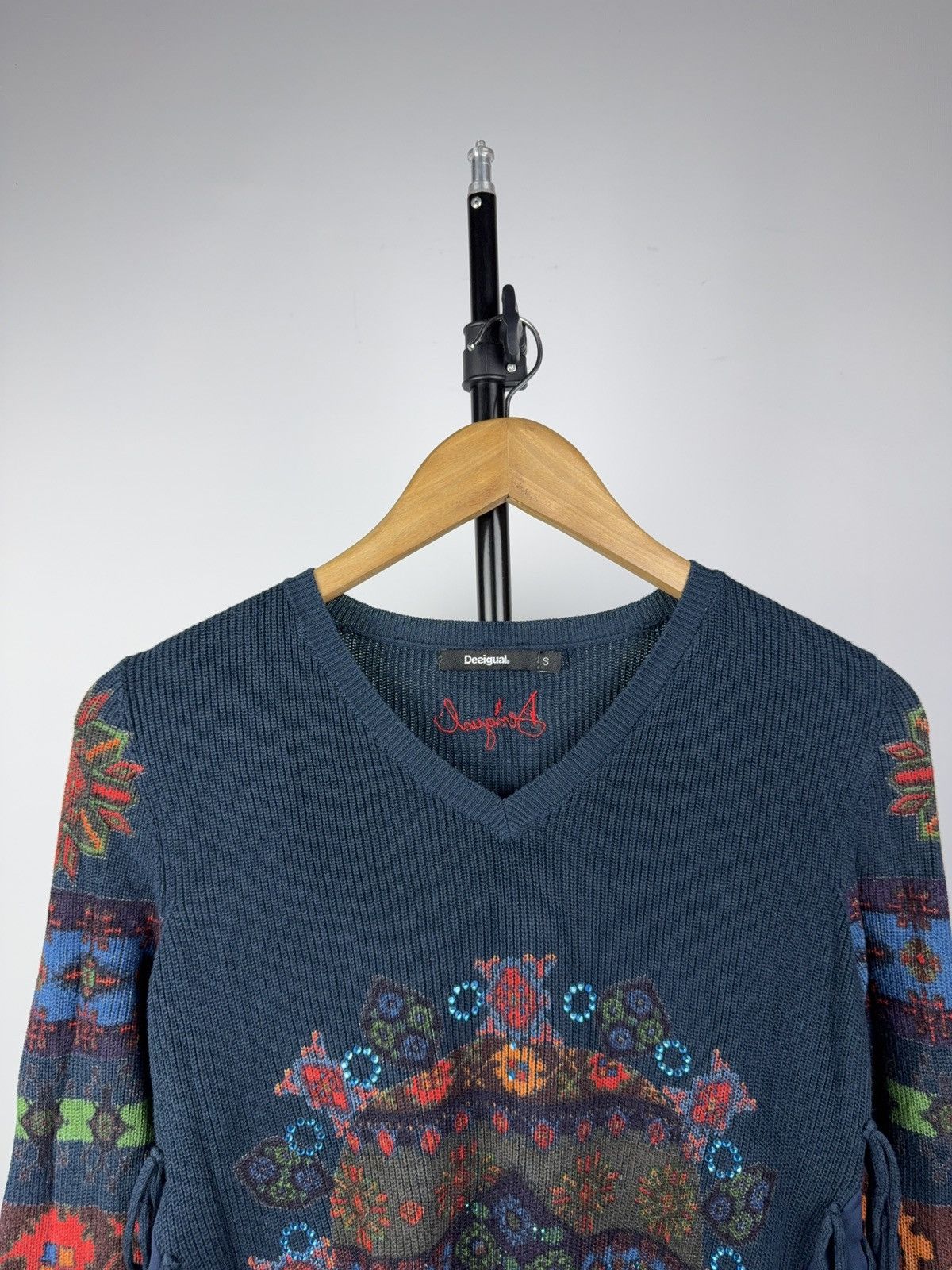 Desigual 00s Y2K Desigual Boho Knit Sweater Fringe Ethnic Pattern S Size S / US 4 / IT 40 - 2 Thumbnail