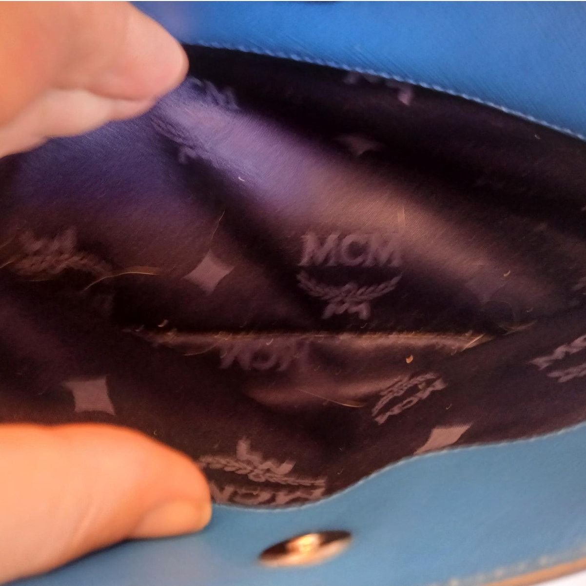 MCM MCM Saffiano Leather Handbag Two-Tone Blue Size ONE SIZE - 16 Thumbnail