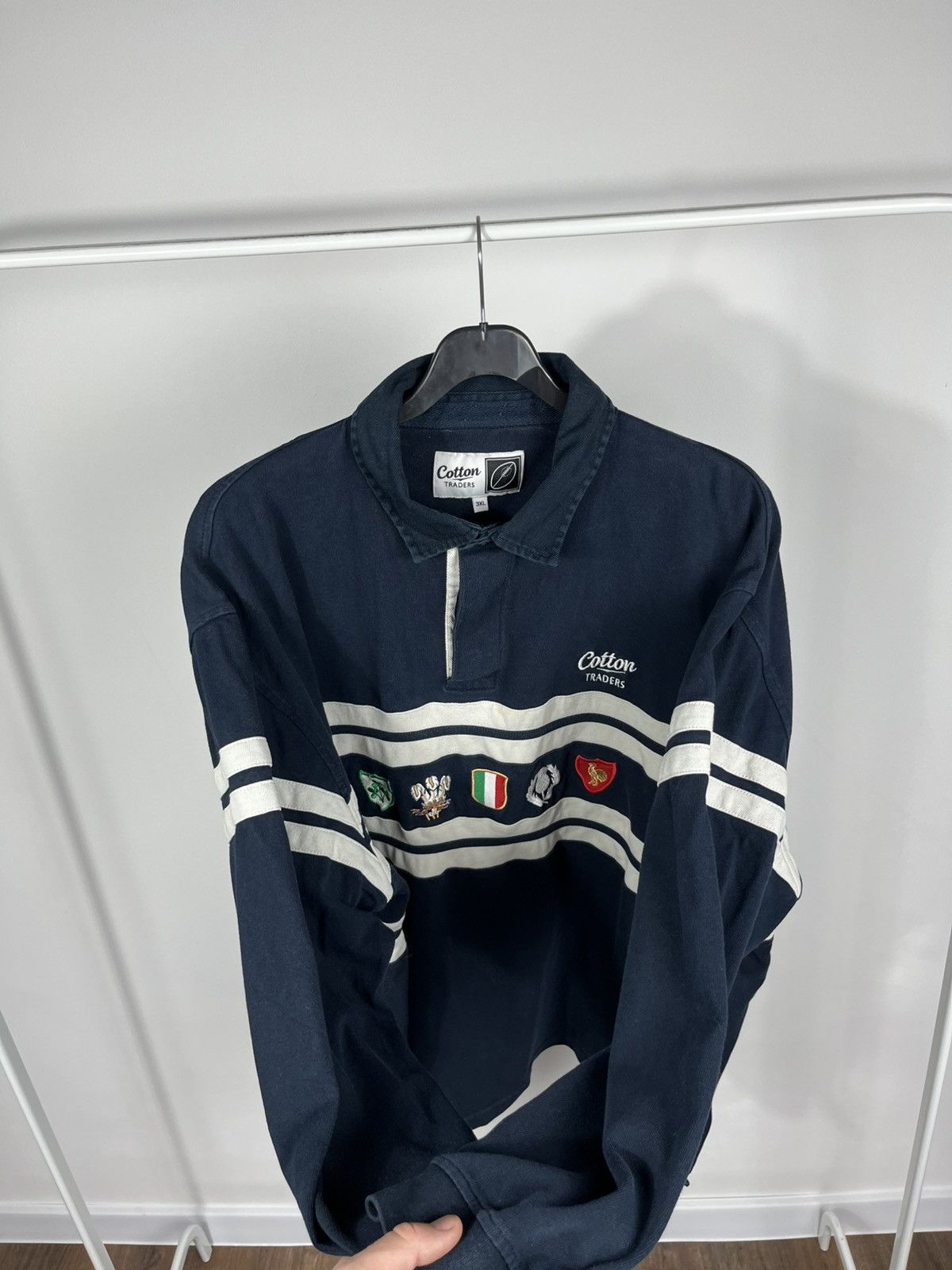 Cotton Traders Cotton Traders Rugby Shirt Navy Flags Long Sleeve Polo 3XL Size US XXL / EU 58 / 5 - 9 Thumbnail