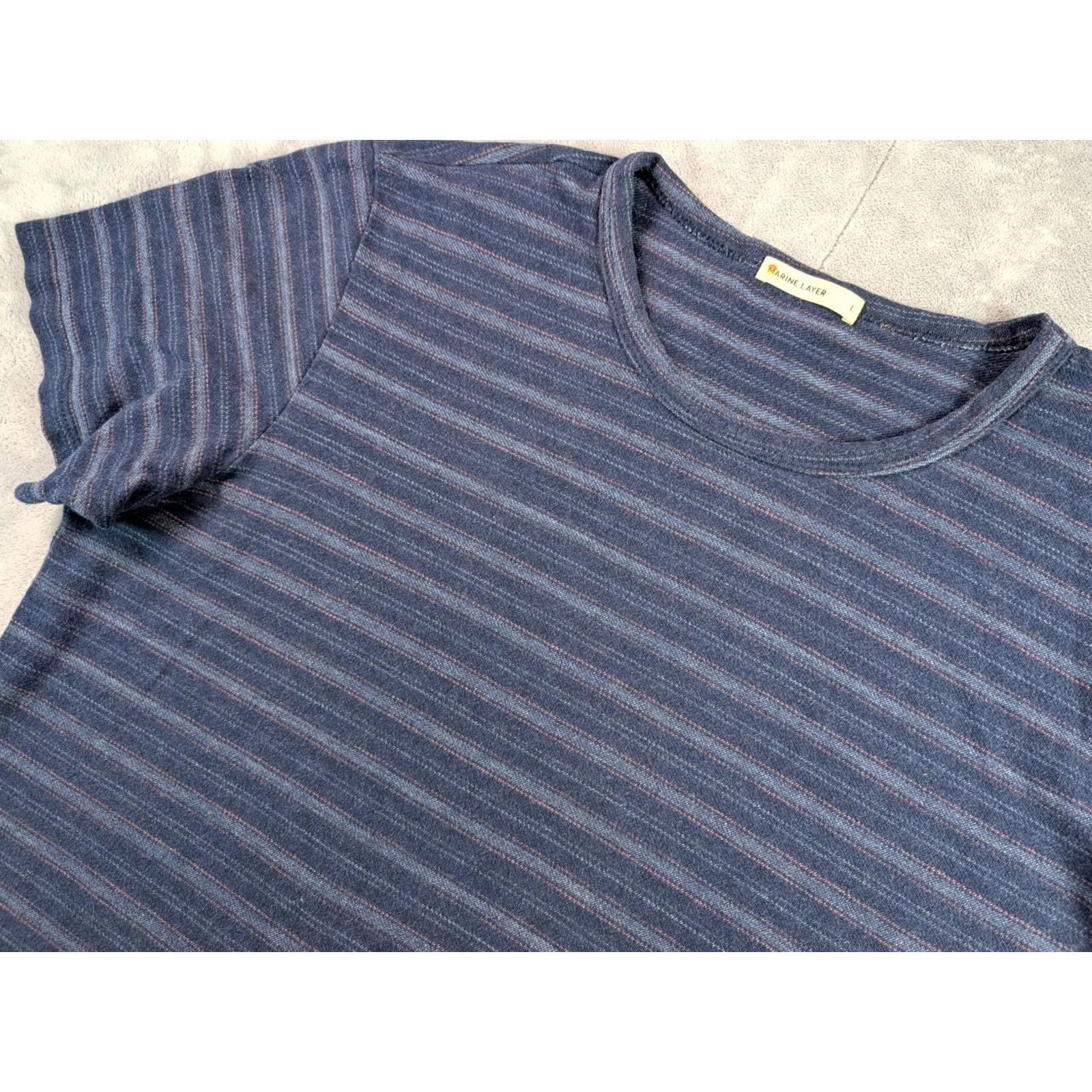 Marine Layer Marine Layer Men's Striped Pocket Tee Blue Size L Crew Neck Shirt Short Sleeve Size US L / EU 52-54 / 3 - 2 Thumbnail