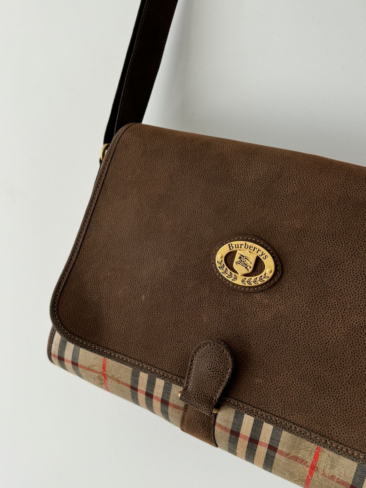 Burberry × Vintage Vintage 80s Burberrys Nova Check Leather/Canvas Shoulder Bag Size ONE SIZE - 2 Thumbnail