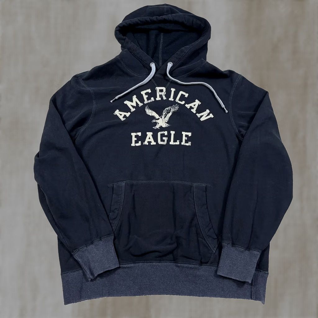 American Eagle Outfitters VINTAGE American Eagle Hoodie Men Large Black Sweatshirt Spellout 2000s Bird Size US L / EU 52-54 / 3 - 1 Thumbnail