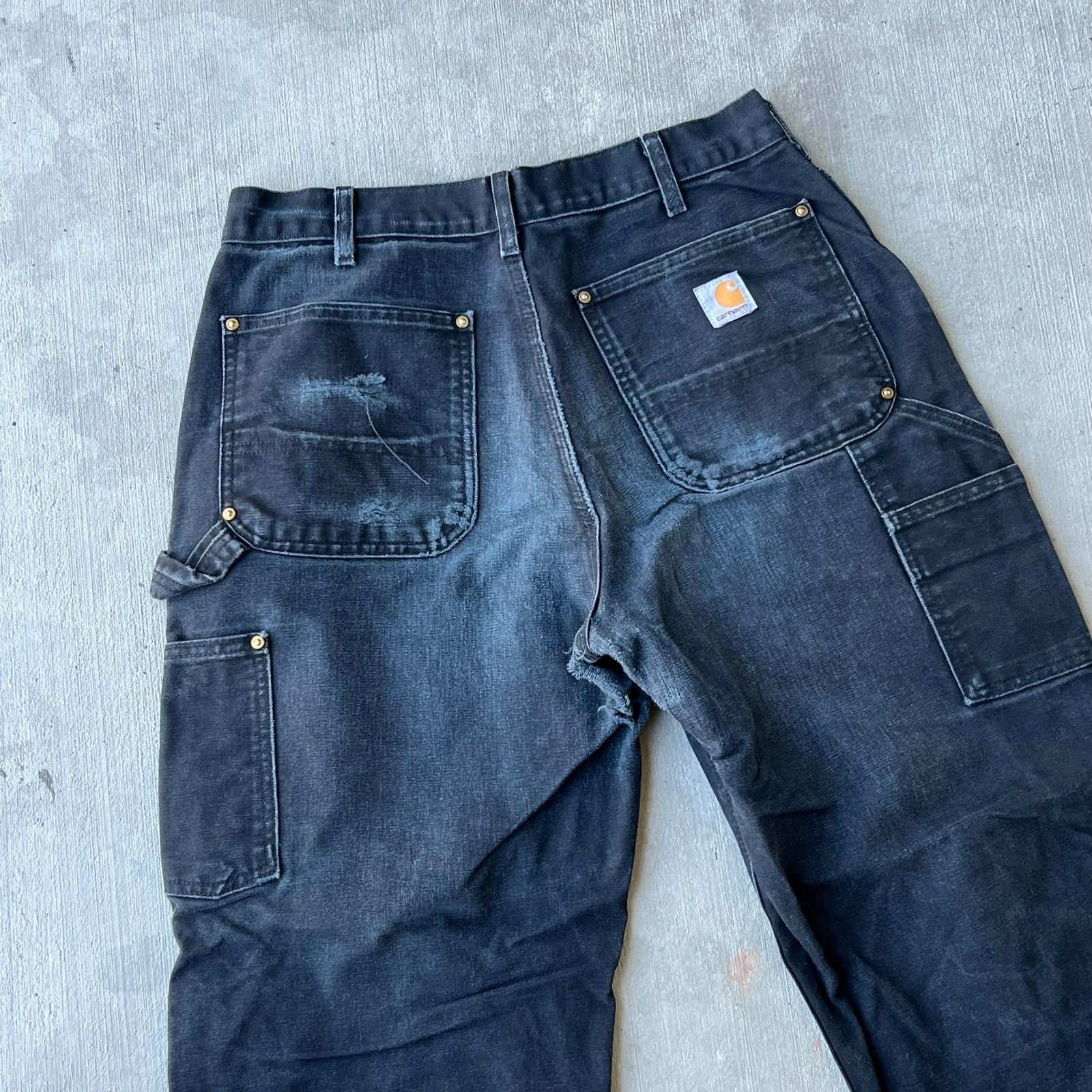 Carhartt × Vintage Carhartt faded black double knee work wear carpenter pants Size US 31 - 6 Thumbnail