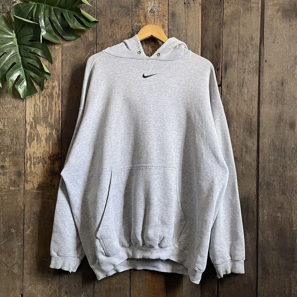 image of 90's Distress Nike Center Swoosh Usa Hoodie in Grey, Men's (Size XL)