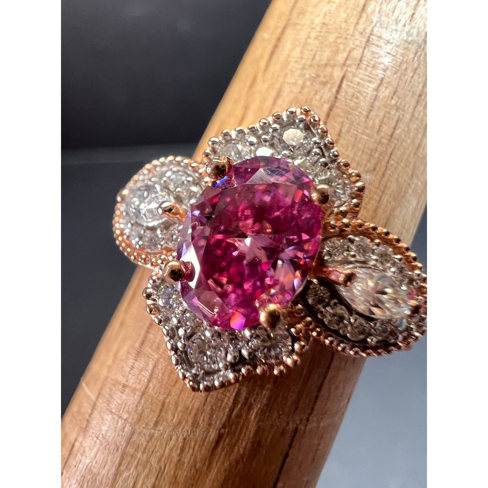 Other NEW Pink Moissanite ring in rose gold vermeil 925 size 6 Size ONE SIZE - 2 Thumbnail