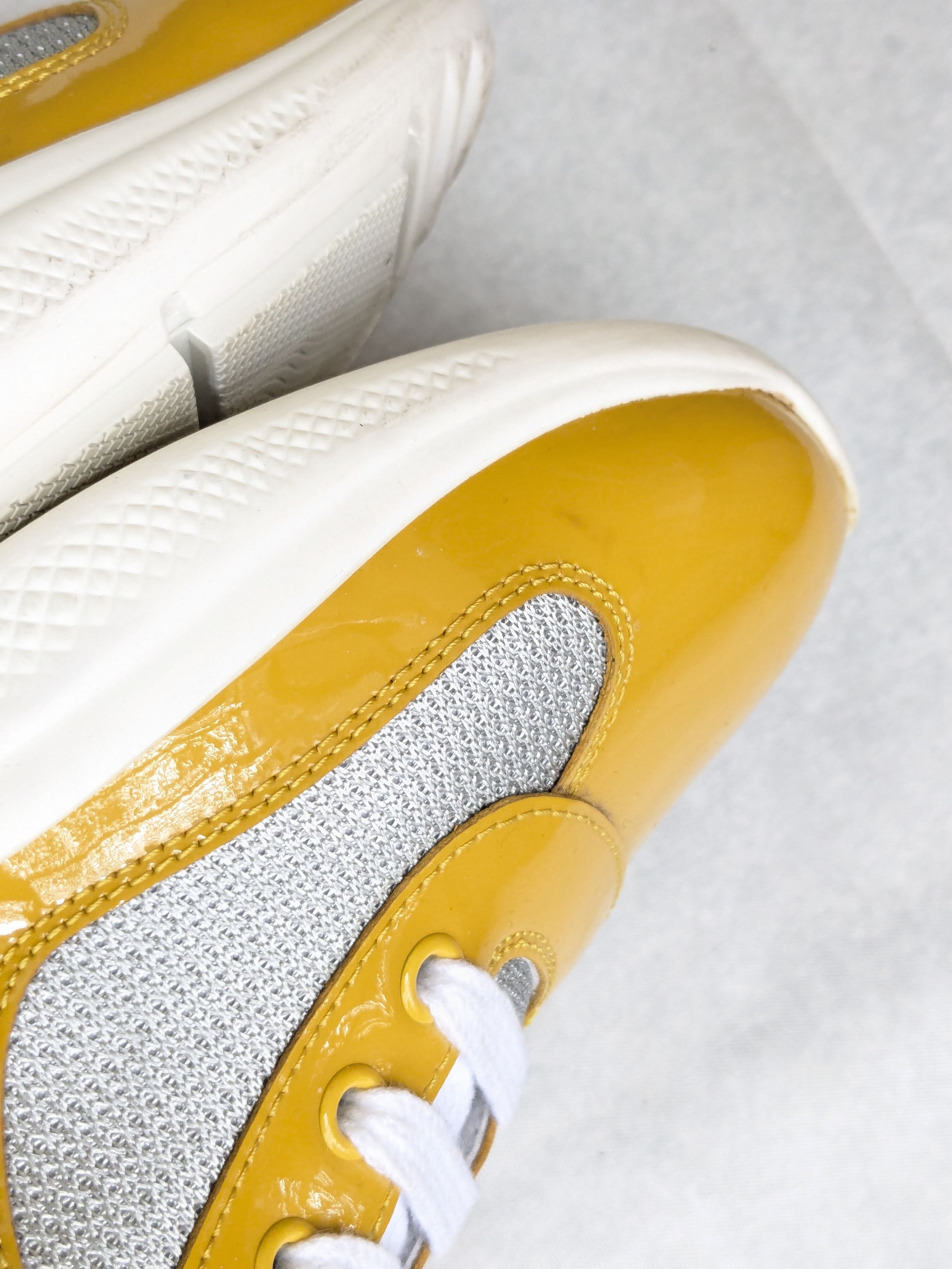 Prada America's Cup Yellow 9.5 Low Top Patent Leather