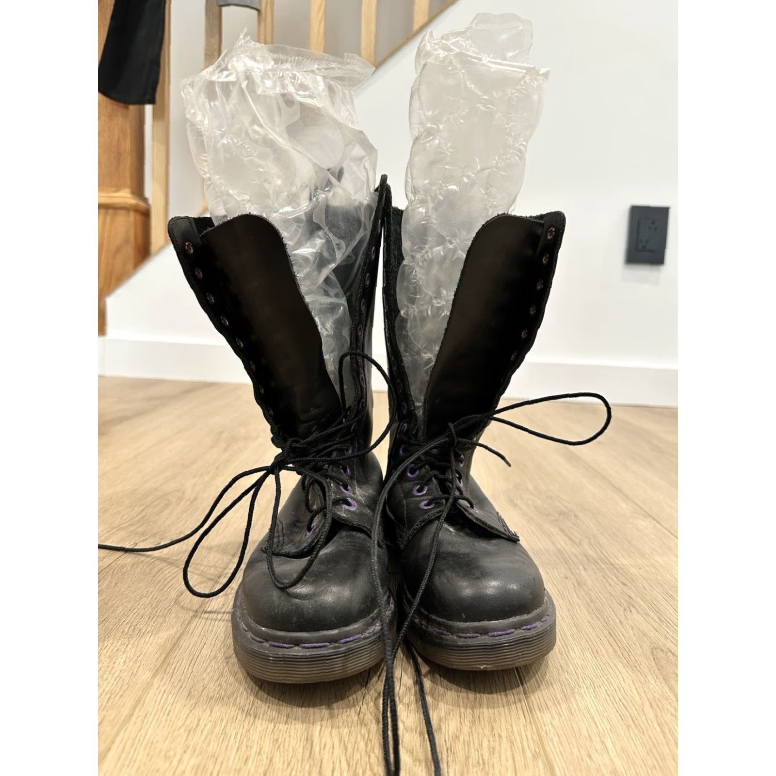 Dr. Martens Dr. Martens 14 Eye Boots Women Black Leather Combat UK 4 Mid-Calf Leather Lining Rubber Sole Size US 4 / IT 34 - 6 Thumbnail