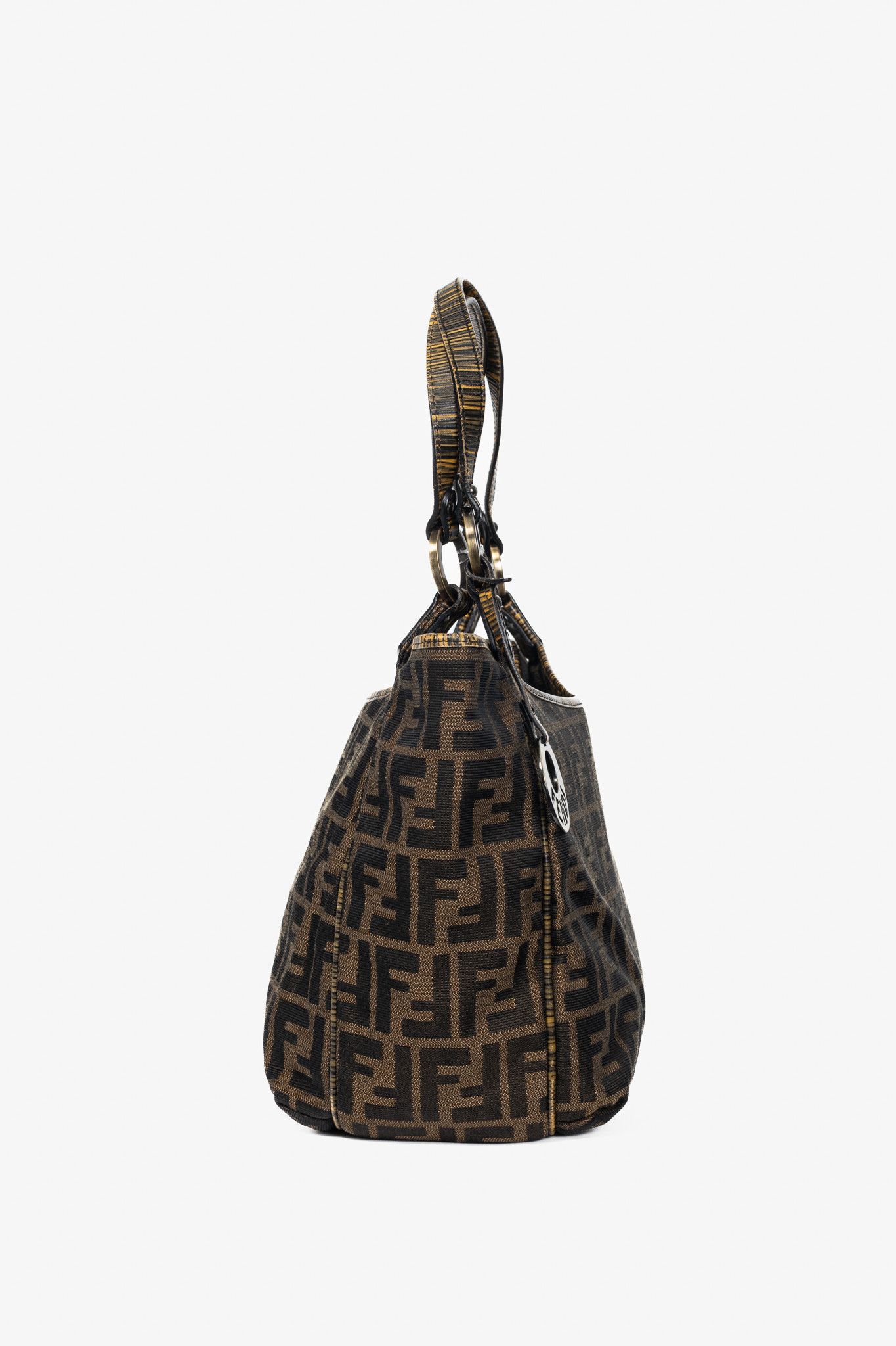 Fendi Fendi Chef Brown Zucca Canvas Leather-Trim Tote Size ONE SIZE - 3 Thumbnail