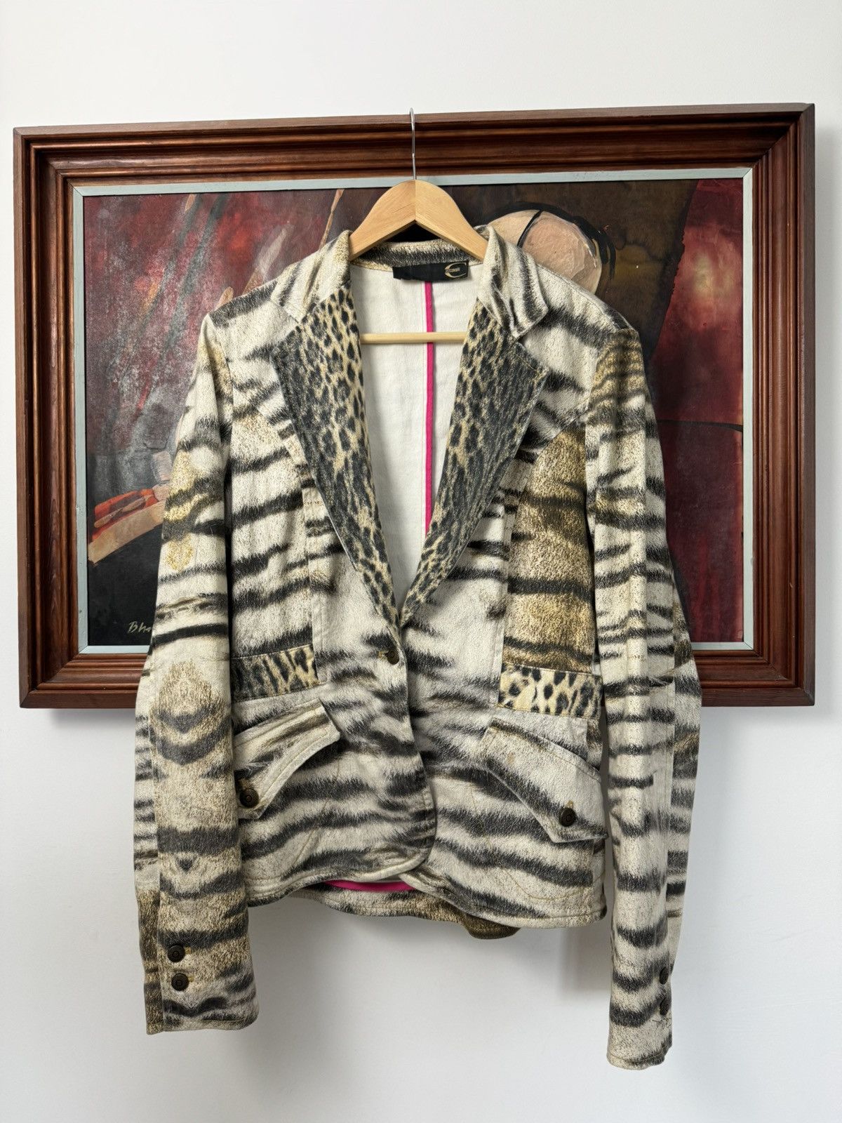Just Cavalli Just Cavalli Vintage Y2K Blazer Jacket Animal Leopard Print Size L / US 10 / IT 46 - 1 Thumbnail
