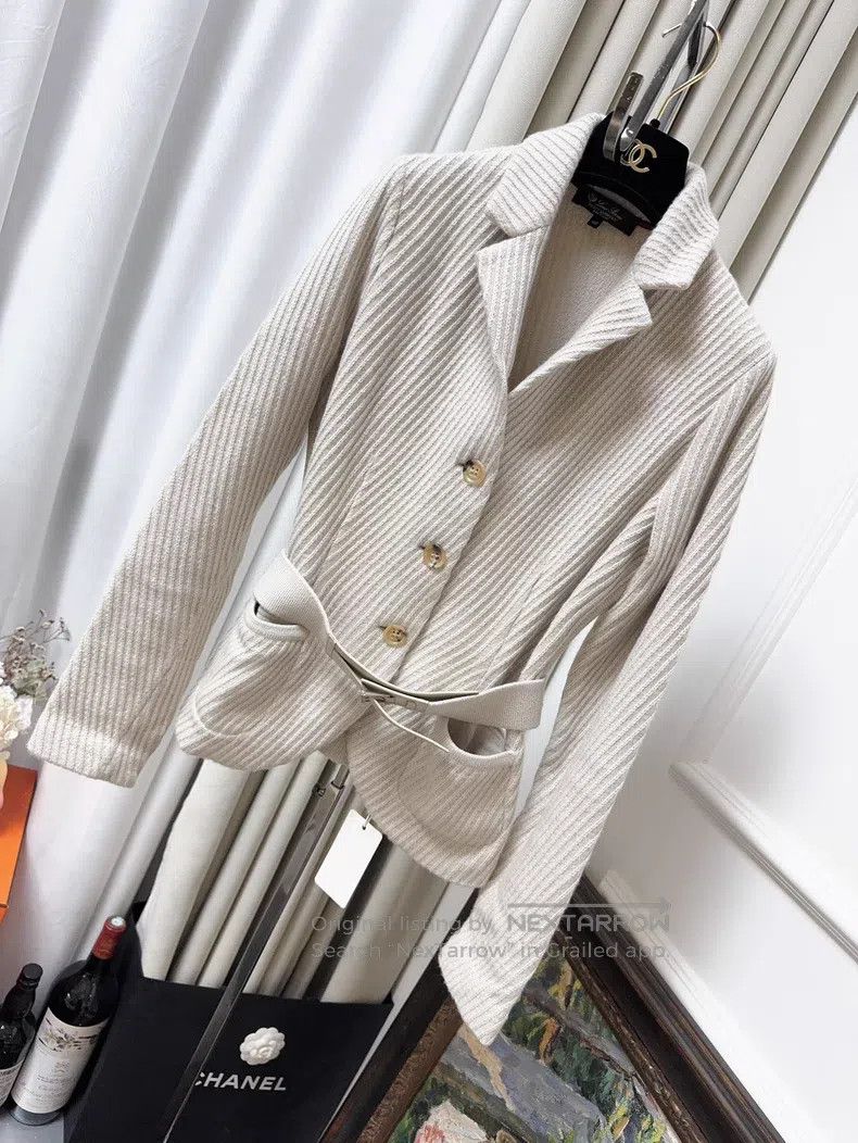 Loro Piana Loro Piana Beige Twill Cashmere Knit Blazer Jacket Size XS / US 0-2 / IT 36-38 - 1 Thumbnail