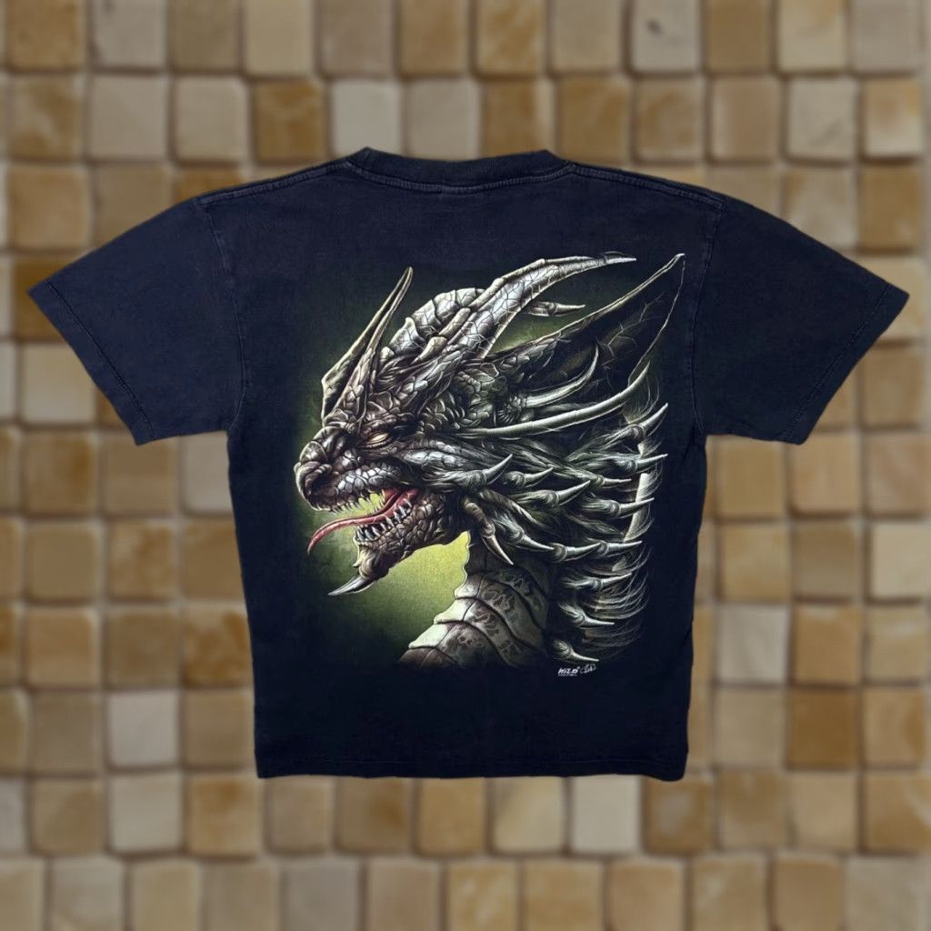 Vintage Vintage Wild Gothic Dragon Graphic Black T-Shirt Medium Mens Short Sleeve Crew Neck Graphic Print Decade: Classic VG146 Size US M / EU 48-50 / 2 - 1 Thumbnail