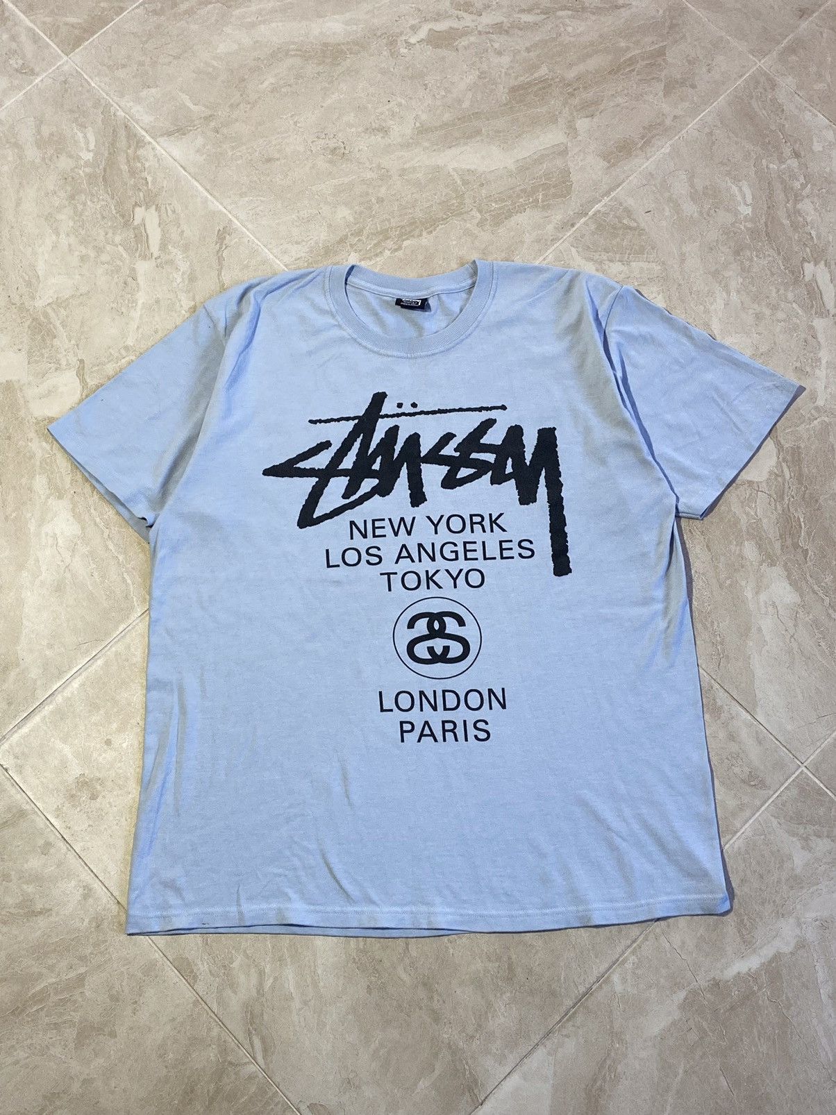 Stussy × Vintage Stussy y2k streetwear style city tour logo t-shirt Size US L / EU 52-54 / 3 - 1 Thumbnail