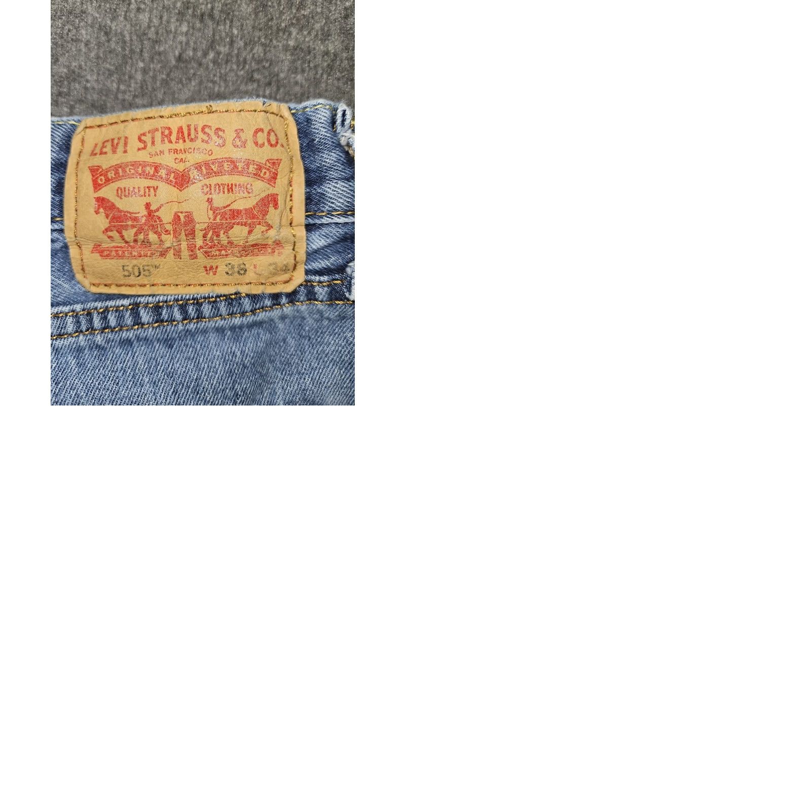 Levi's Levis 505 Jeans Mens 38x34 Blue Denim Straight Distressed Vintage Style Grunge 90s Jeans Mens Size US 38 / EU 54 - 9 Thumbnail