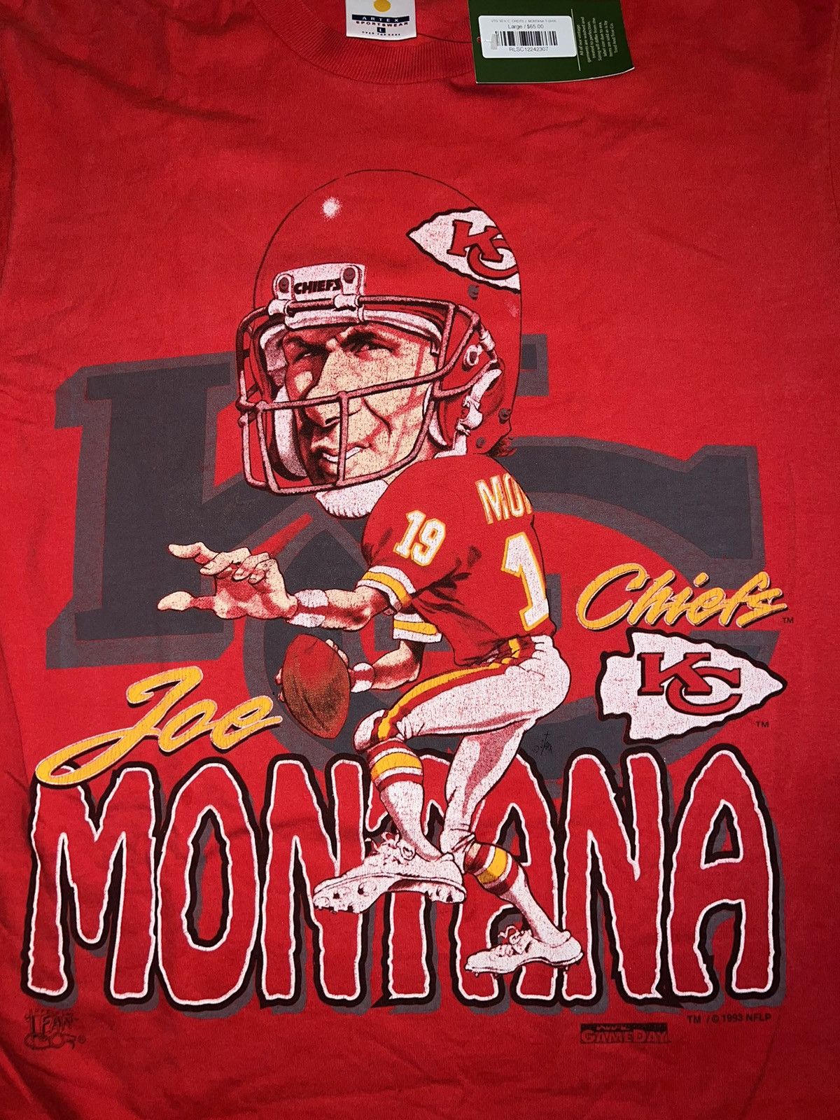 NFL Joe Montana caricature chiefs 1993 large Size US L / EU 52-54 / 3 - 3 Thumbnail
