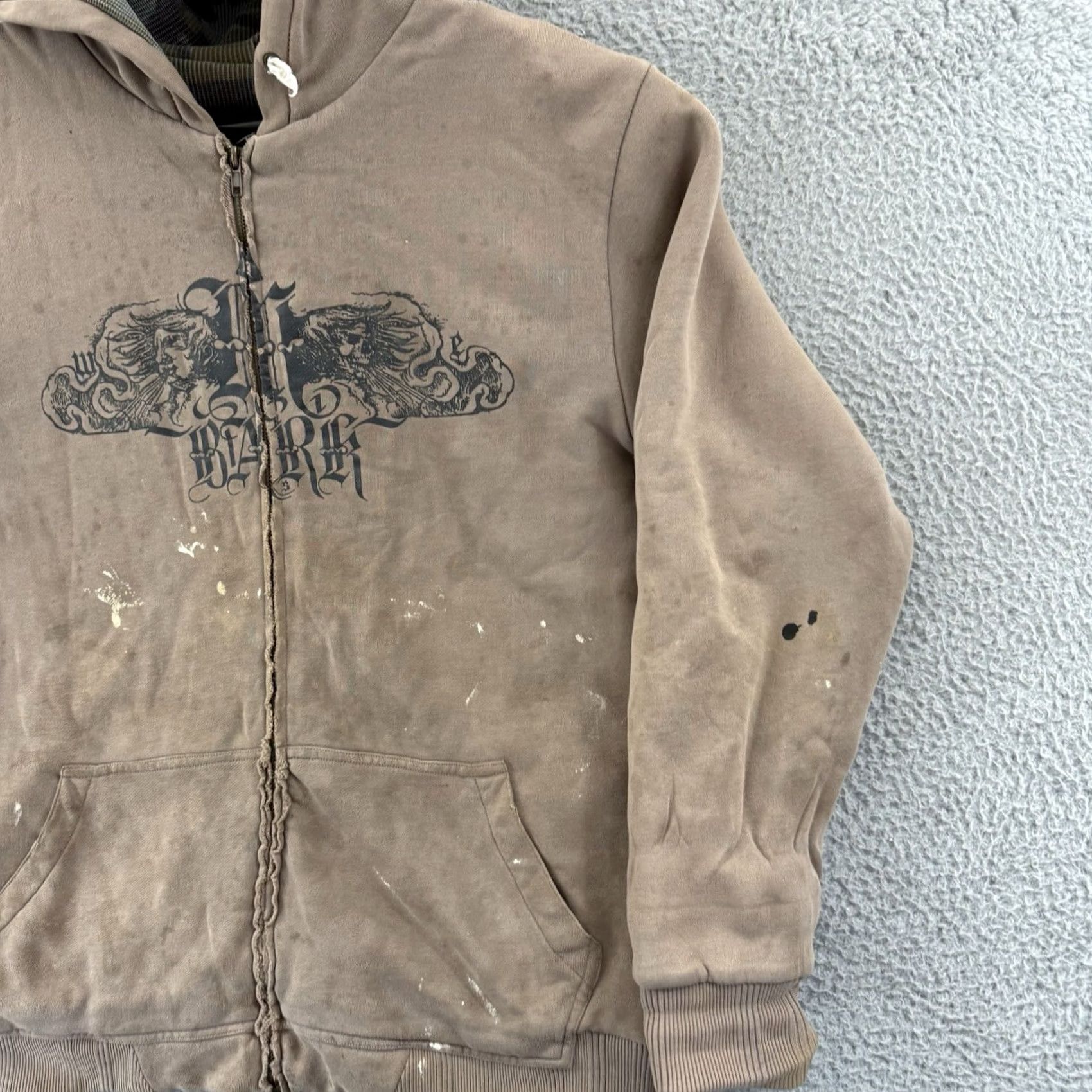 Vintage VINTAGE Mbarb Hoodie Sweatshirt Men’s Medium Zip Up Camo Lined Grunge Skate Y2K Beige Size US M / EU 48-50 / 2 - 5 Thumbnail
