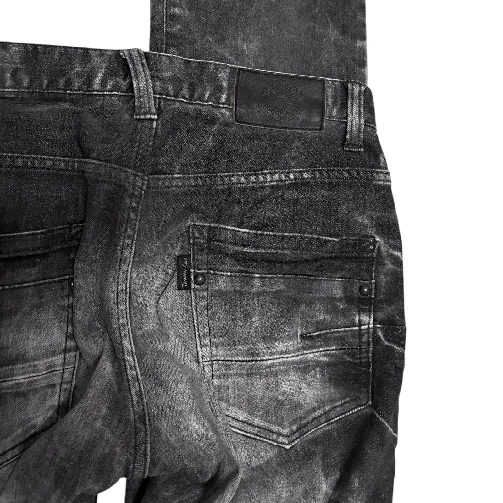 Tornado Mart black claw mark fade denim grey jeans