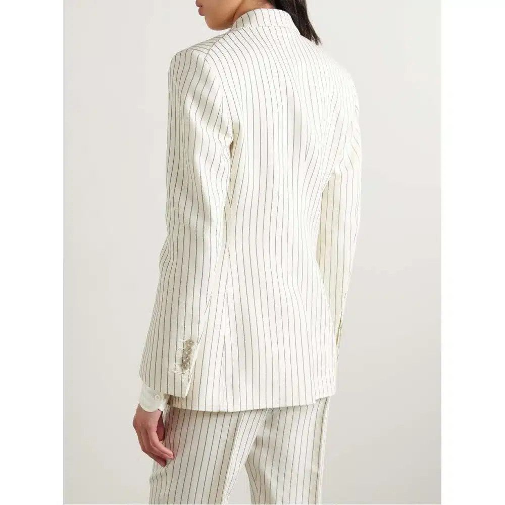 Tom Ford o1loc1c0425 GI2971 Wallis Double Breasted Jacket in White Size M / US 6-8 / IT 42-44 - 4 Thumbnail