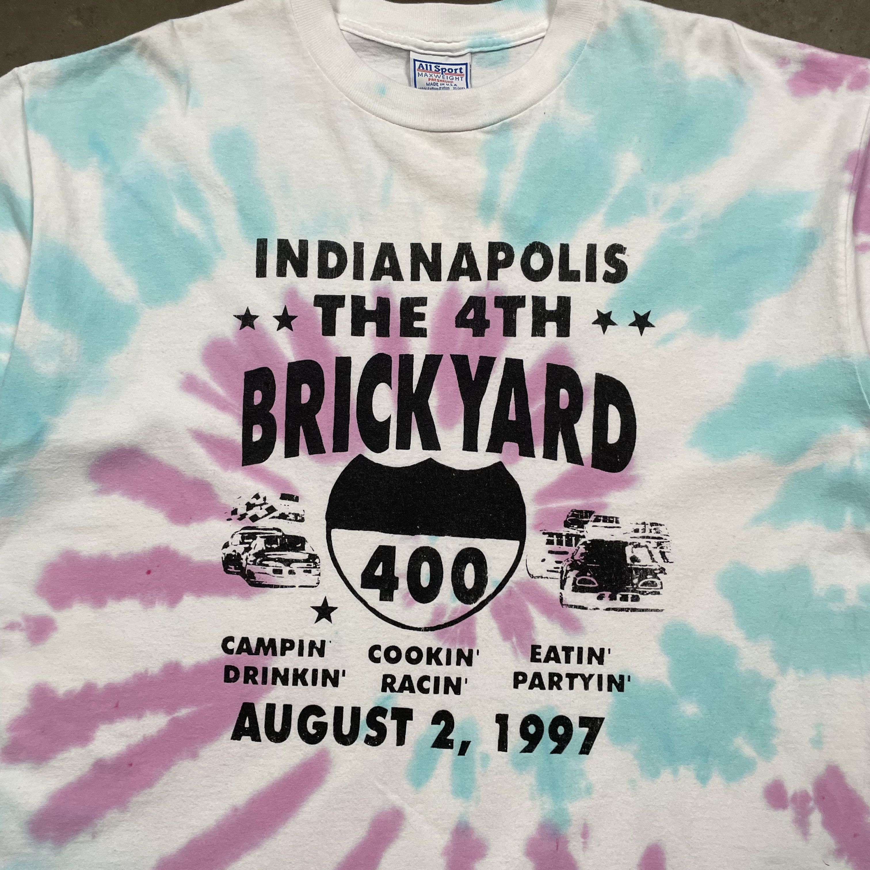 NASCAR × Vintage Vintage 90s Tie Dye Nascar Tshirt Brickyard 400 Drinking Size US XL / EU 56 / 4 - 3 Thumbnail