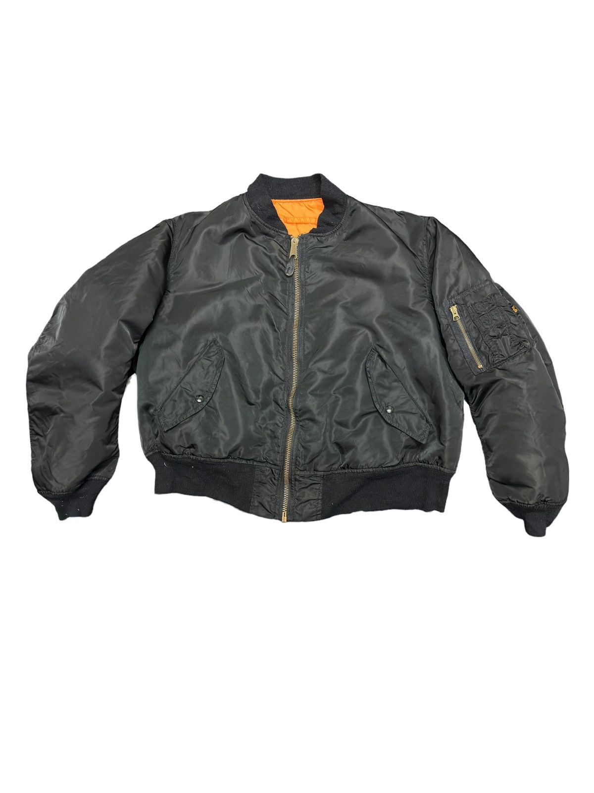 Alpha Industries Vintage Alpha MA-1 Plain Black Bomber Jacket Size US XL / EU 56 / 4 - 1 Thumbnail
