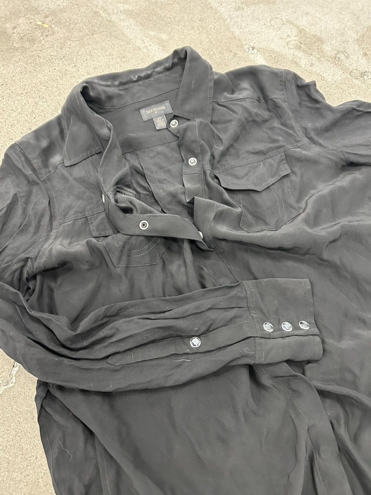 True Religion True Religion Women's Shirts Silk Black Relaxed Georgia Size S / US 4 / IT 40 - 4 Thumbnail