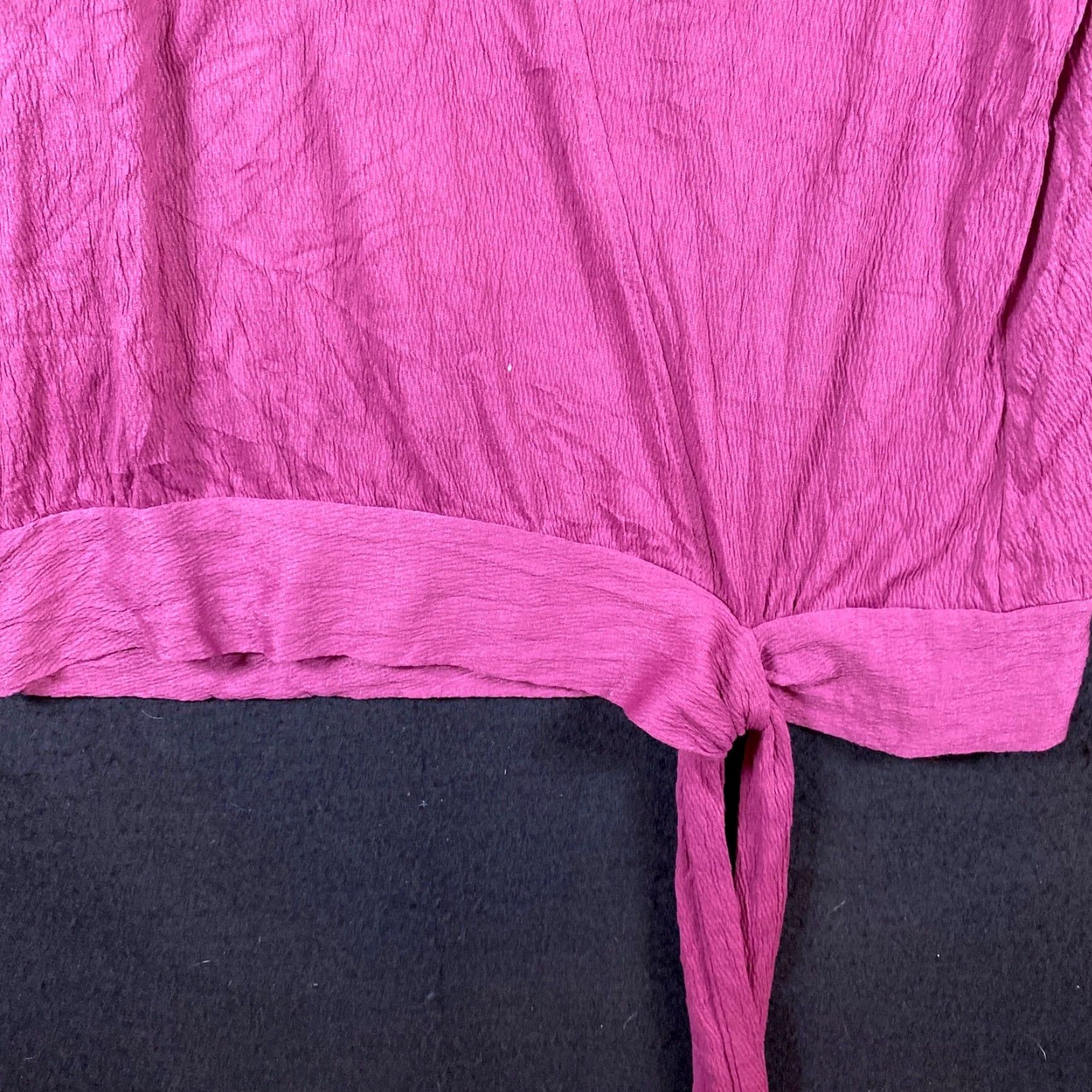 Loft LOFT Blouse V-Neck Wrap Front Tie Short Sleeve Stretch S Womens Pink Fuchsia Casual Workwear Size S / US 4 / IT 40 - 4 Thumbnail