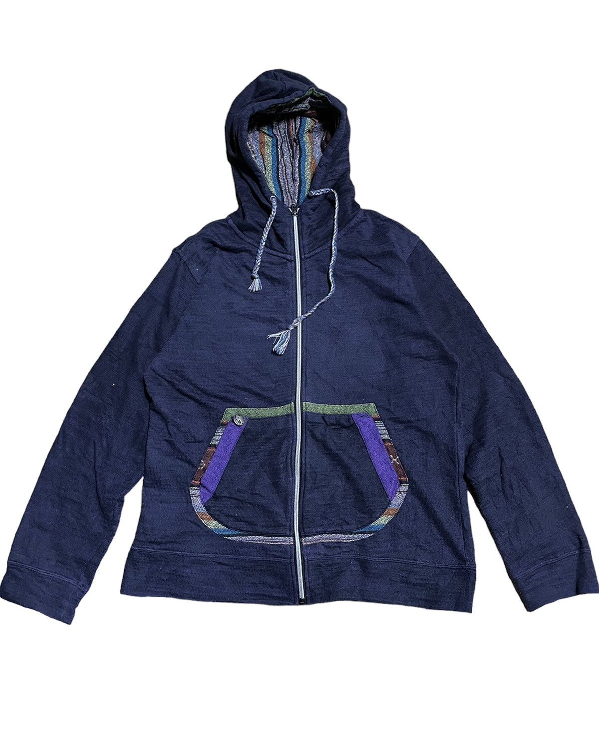 image of Native Navajo Red Indian Design Hoodie in Dark Blue, Men's (Size Medium)