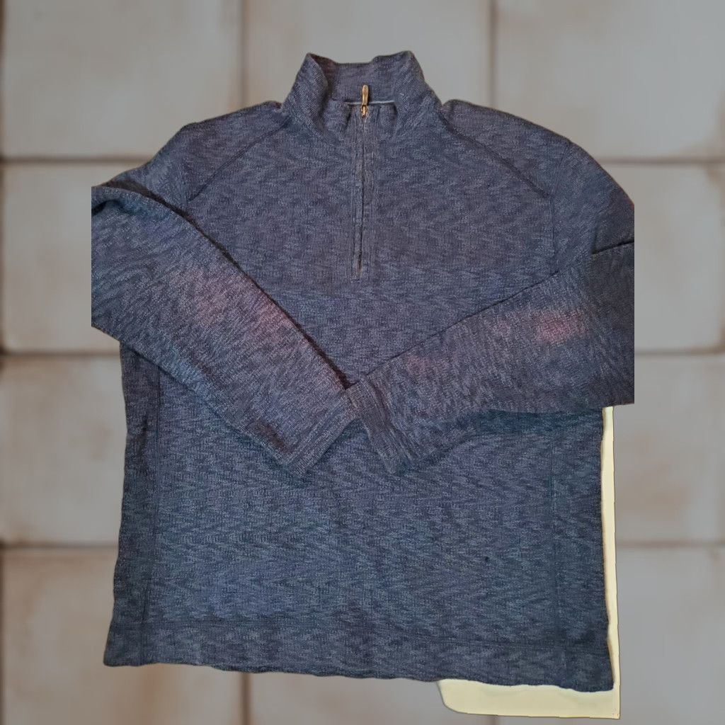 Tommy Bahama Tommy Bahama Jacket Men Large 1/4 Zip Blue Pullover Knit Mock Neck Long Sleeve Reversible Heavyweight Logo Casual Travel Size US L / EU 52-54 / 3 - 1 Thumbnail