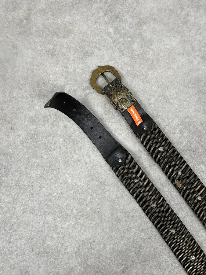 Vintage 2000s Nanni Embellished Metal Python Effect Leather Belt Size ONE SIZE - 4 Thumbnail