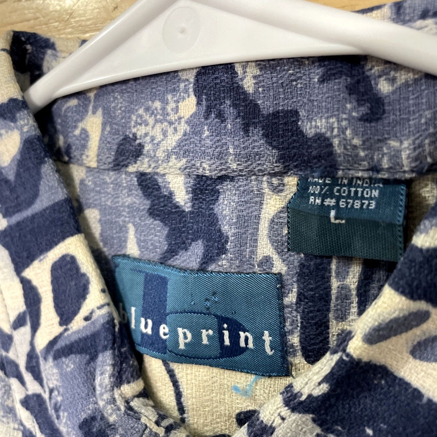 ALOHAS Blueprint Vtg 90s Shirt Men's L Blue Hawaiian Aloha Floral Madras Cotton Shirt Size US L / EU 52-54 / 3 - 5 Thumbnail