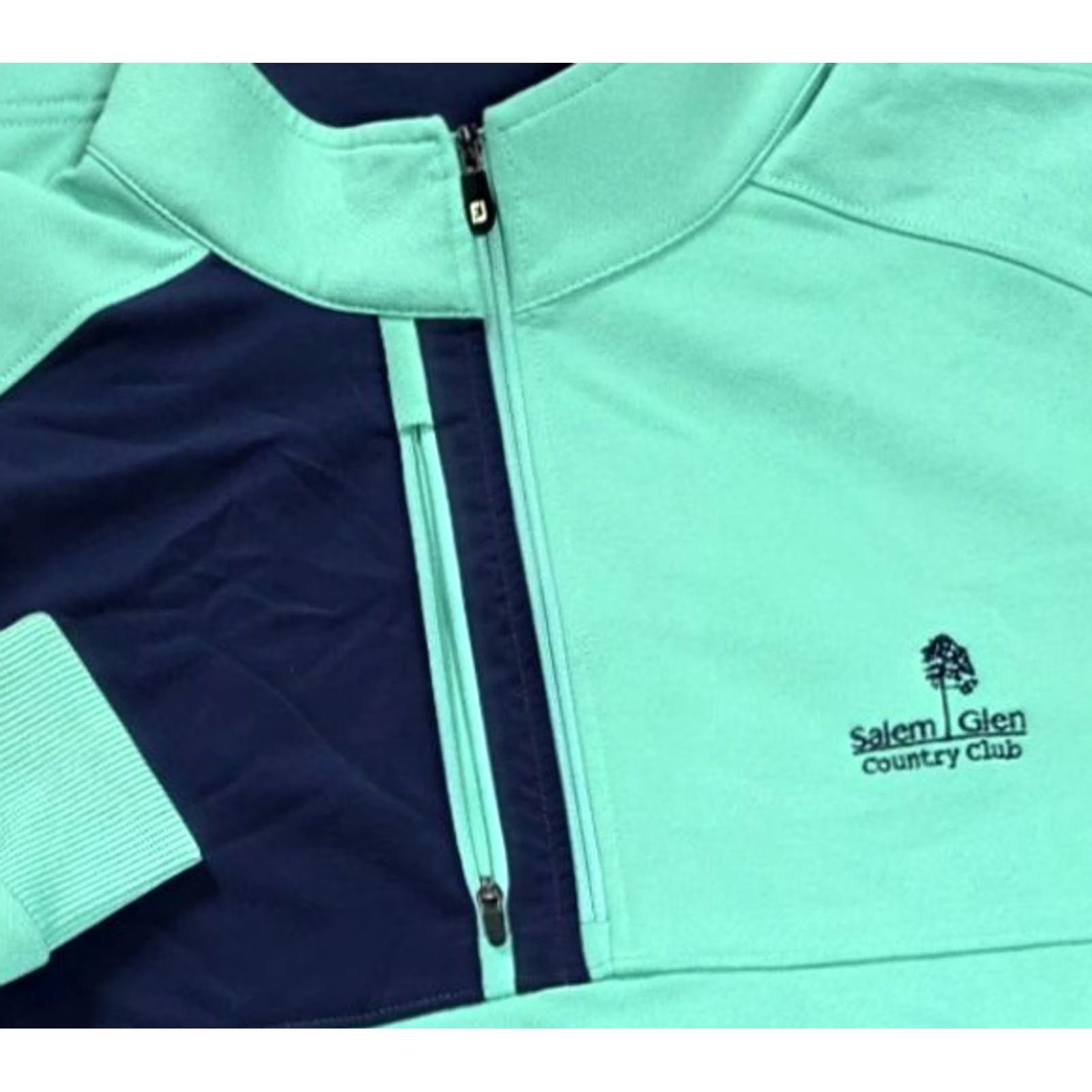 Footjoy FootJoy Pullover Mens M Green Blue Pique Sport Midlayer 1/4 Zip Salem Glen CC Size US M / EU 48-50 / 2 - 6 Thumbnail