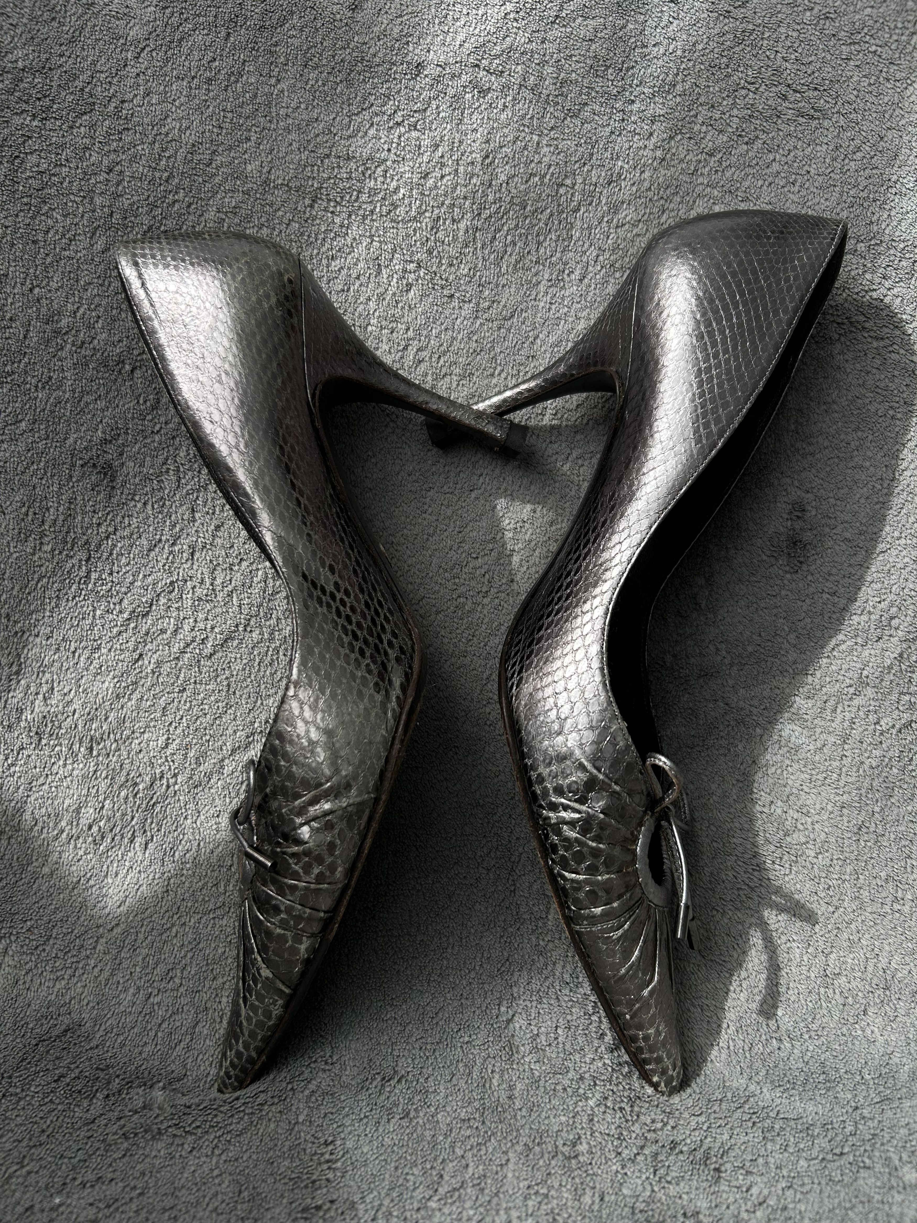 Dolce & Gabbana Dolce & Gabbana Metallic Snakeskin-Embossed Pumps Heels Size US 11 / IT 41 - 5 Thumbnail
