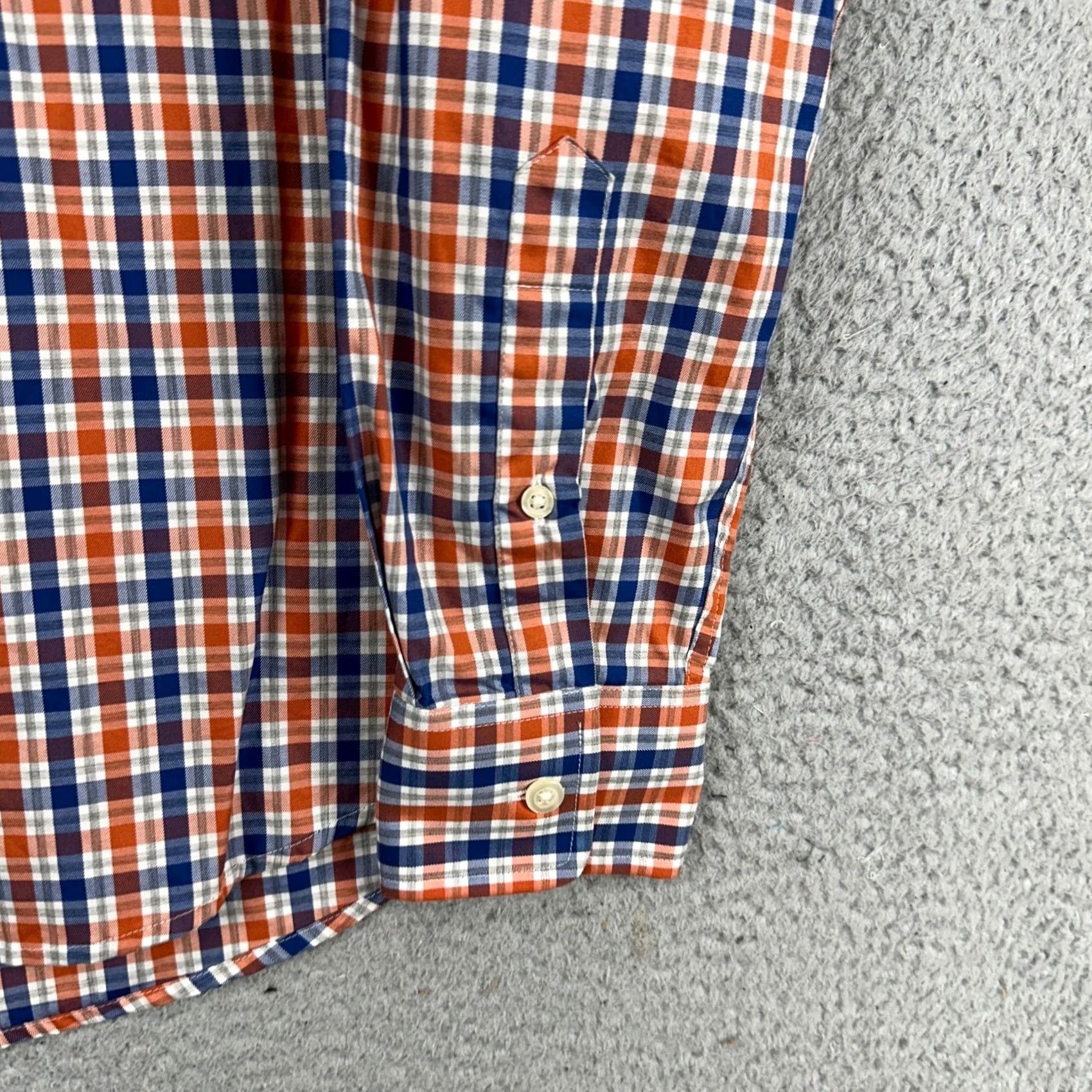 johnnie-O Johnnie-O Mens Button Down Shirt Adult Medium Blue Orange Plaid Casual Cotton Size US M / EU 48-50 / 2 - 7 Thumbnail
