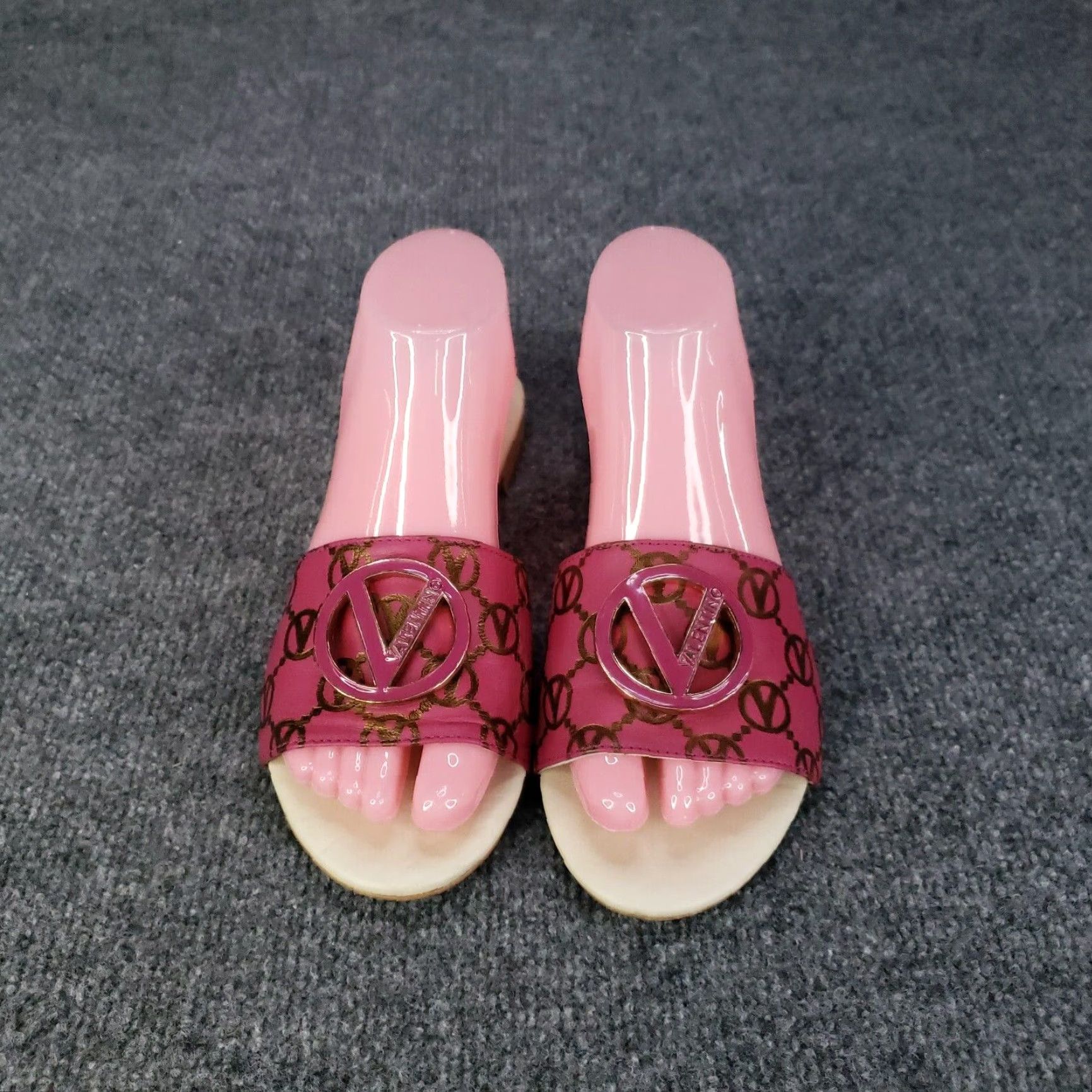 Valentino Valentino Sandals Womens Size 7 Pink Slip-On Casual Flat Leather Logo Emblem Size US 7 / IT 37 - 3 Thumbnail