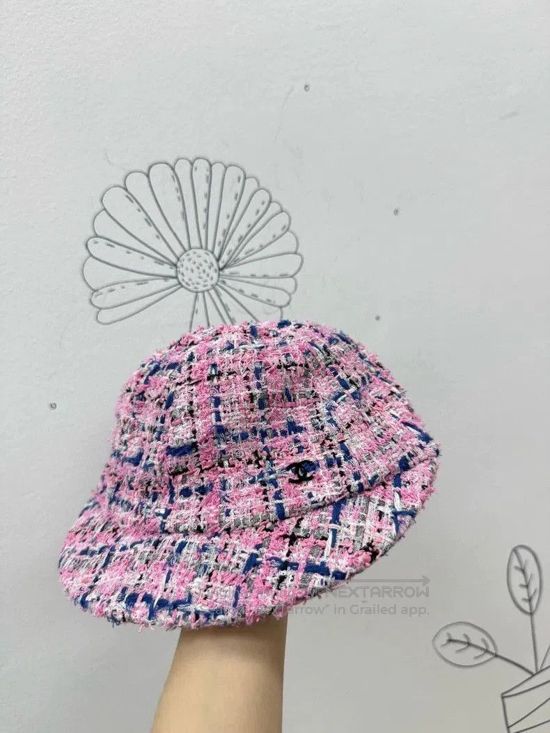 Chanel 23P Pink Tweed Soft Top Hat .