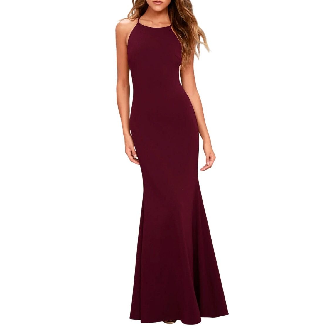 Lulus Romanticism Maxi Dress in Burgundy, Size XL