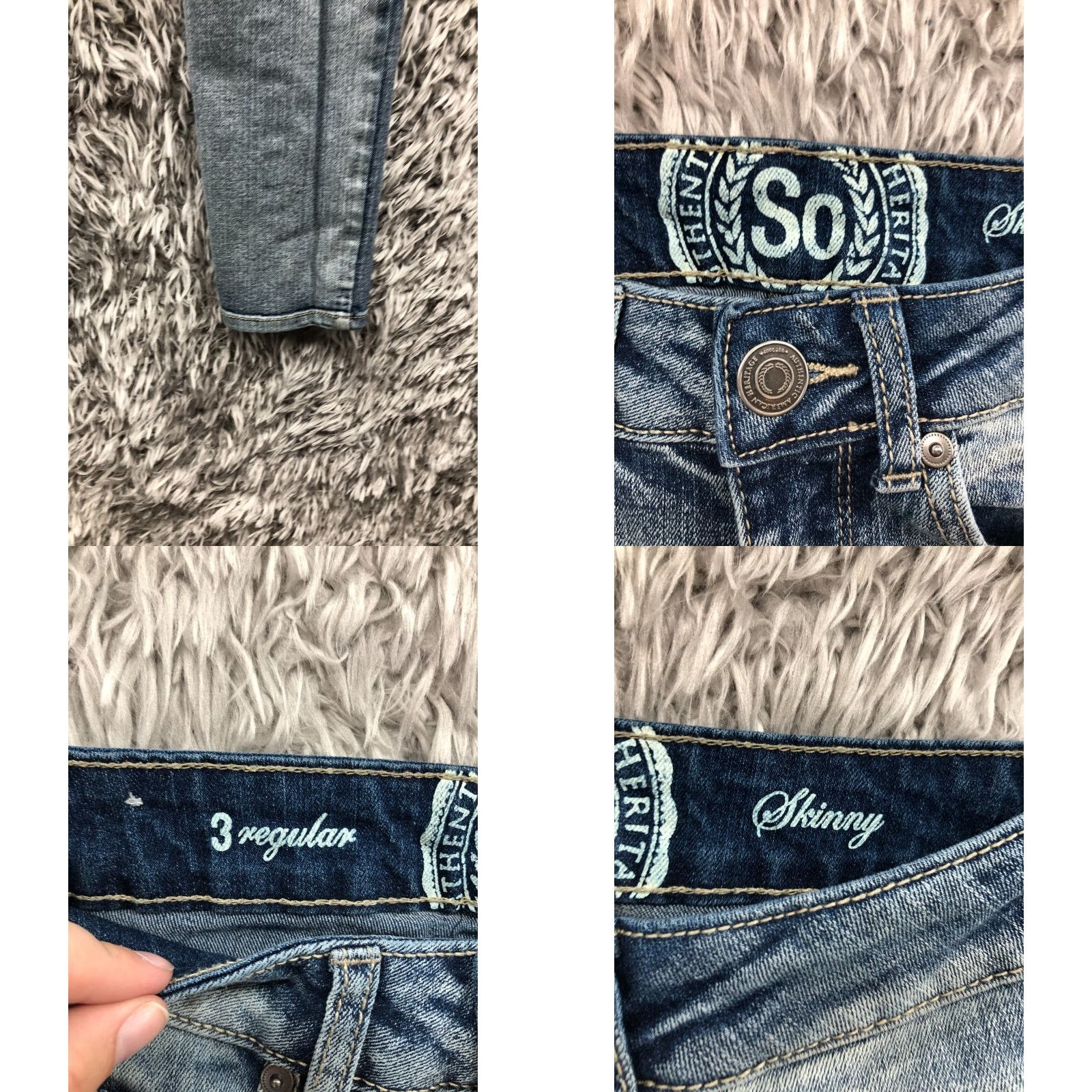 Denime SO Jeans Skinny - Denim Jeans - Juniors Size 3 - Blue Dark Wash - Mid Rise - 5-Pocket - Cotton - Belt Loops - Womens Size 26" / US 2 / IT 38 - 8 Thumbnail