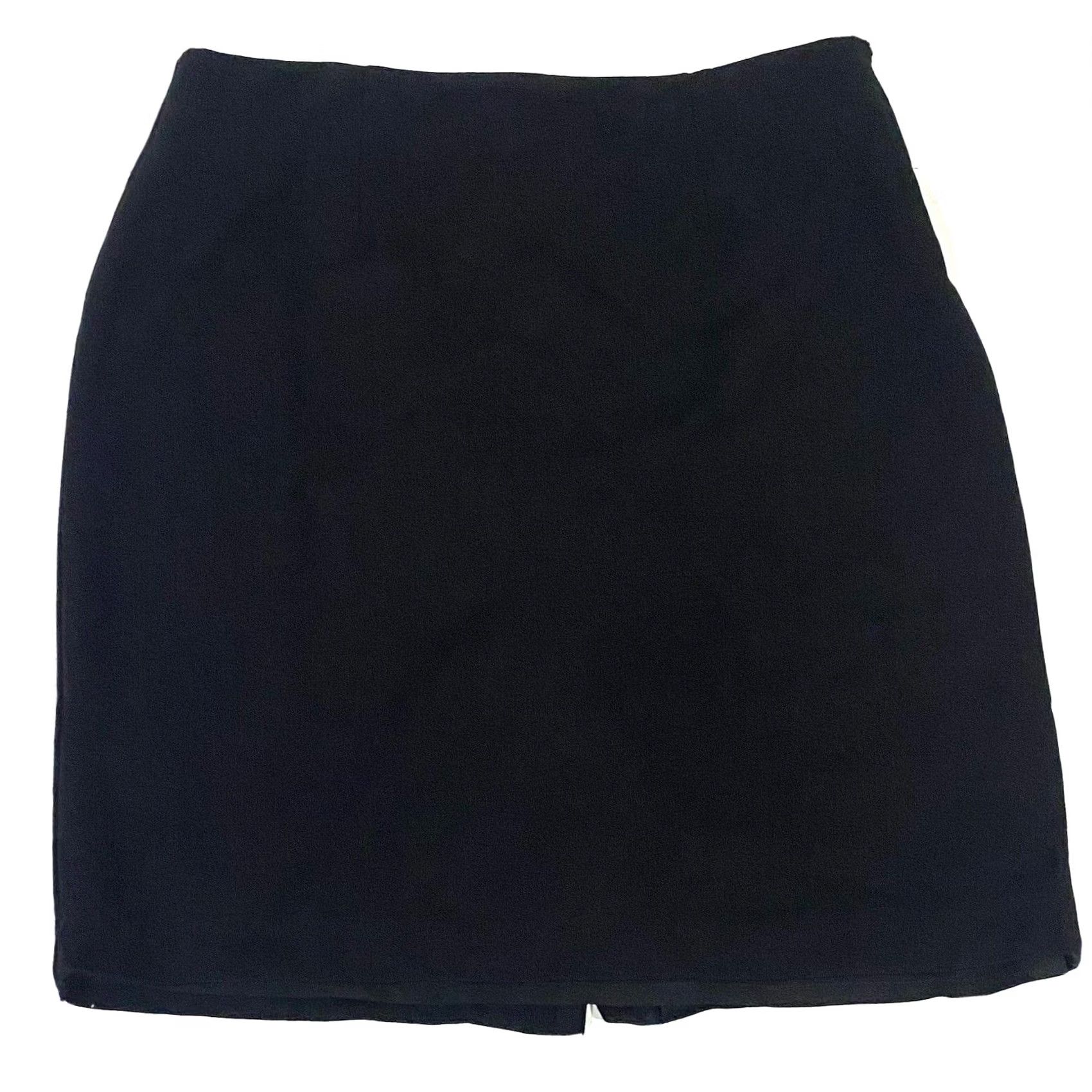Vintage Chico's Black Pencil Skirt Side Zip Straight Rayon Nylon Stretch Sz Medium (1.5) Womens Skirt Knee-Length Classic 90s Theme Size 32" / US 10 / IT 46 - 2 Thumbnail