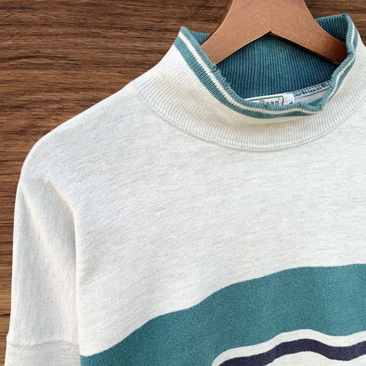 L.L. Bean VINTAGE 1980s LL BEAN TURTLENECK STRIPED SWEATSHIRT Size US L / EU 52-54 / 3 - 5 Thumbnail