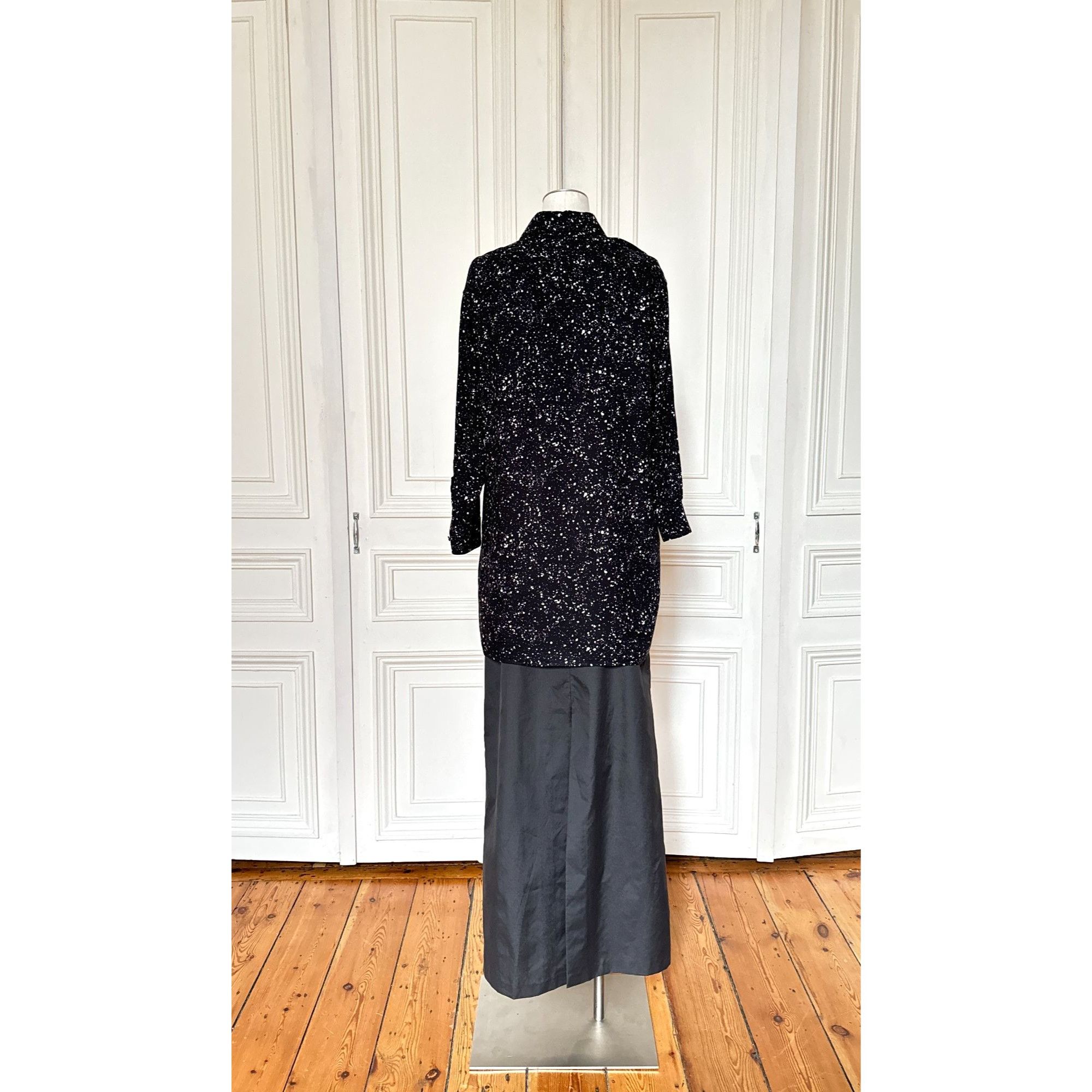 Saint Laurent Paris Hedi Slimane 2015 Black Splattered Shirt Size S / US 4 / IT 40 - 4 Thumbnail