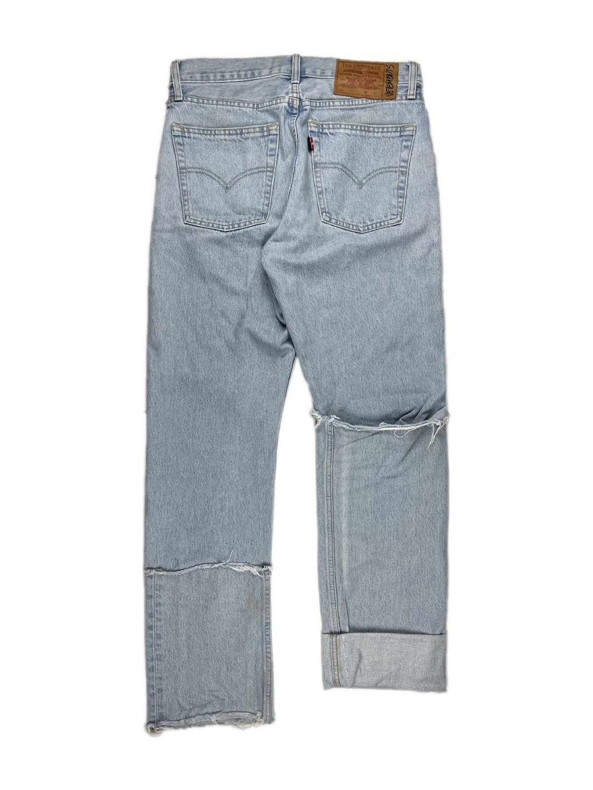 Levi's × Vetements AW19 Vetements “615” Print Assymetrical Levi’s Denim Jeans Size US 30 / EU 46 - 2 Thumbnail