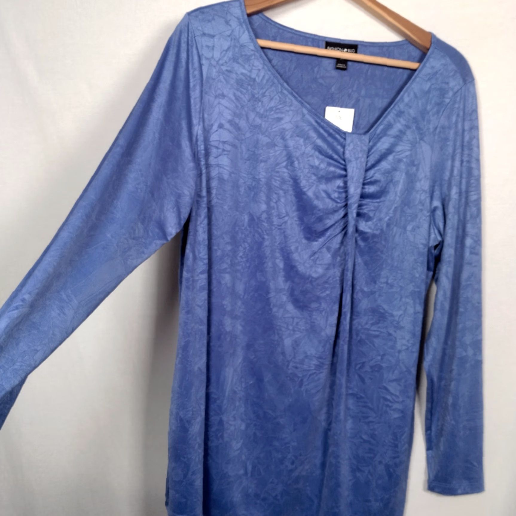 Vintage VINTAGE Fashion Bug Tunic Shirt 0X Womens Plus Long Sleeve Pullover Crinkle Stretch Polyester Blue Purple NOS Y2K Size XL / US 12-14 / IT 48-50 - 3 Thumbnail