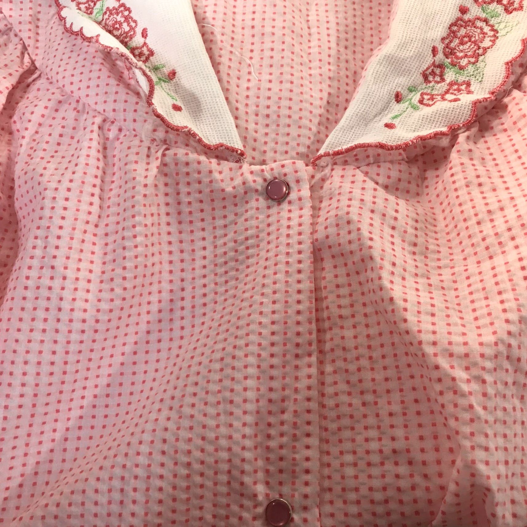 Vintage Dream Rest Pink/White Checked Snap Front Duster Womens Size S Size ONE SIZE - 4 Thumbnail