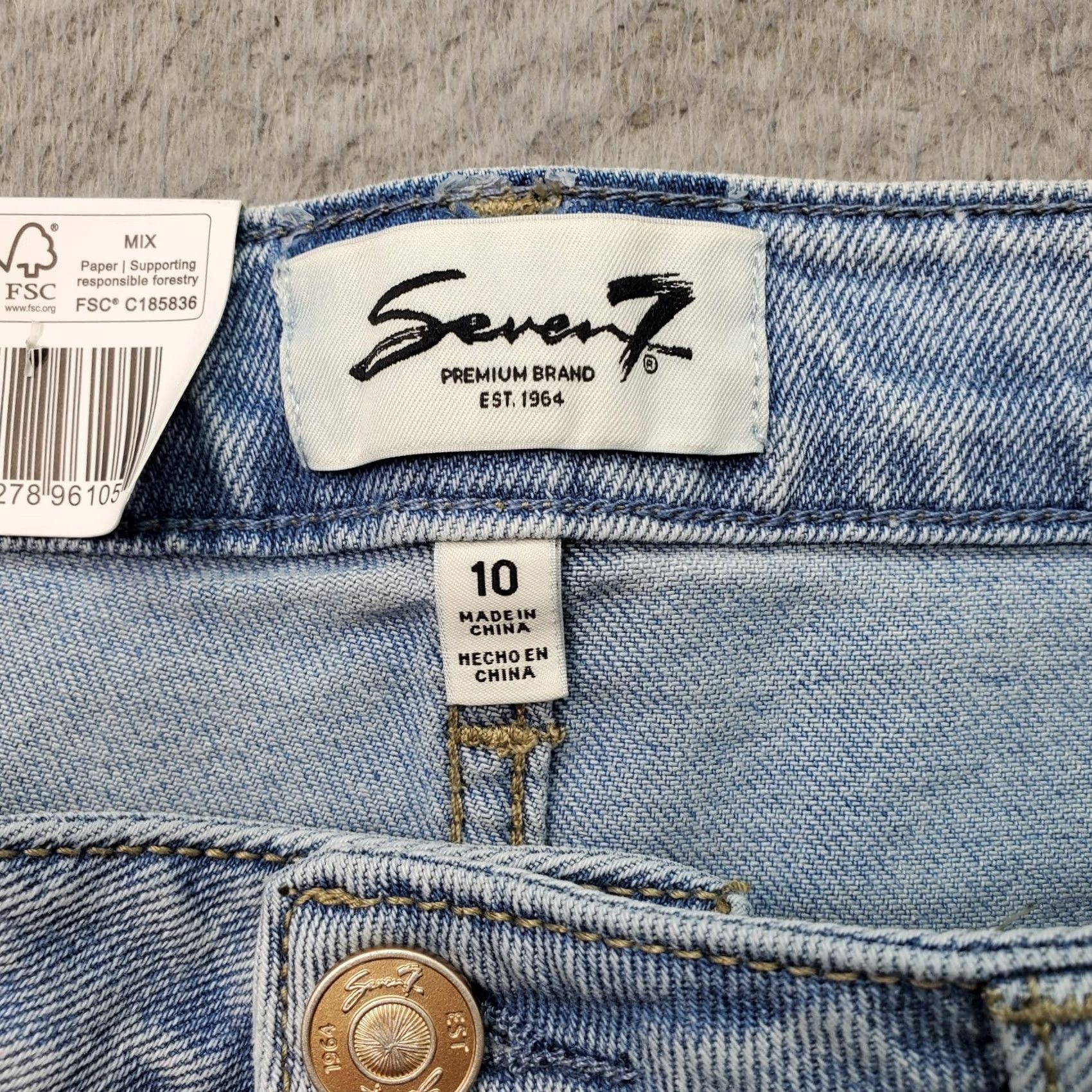 Vintage Seven7 Jeans Womens 10 Blue Denim Flat Front Straight High Rise Jeans Size 32" / US 10 / IT 46 - 7 Thumbnail