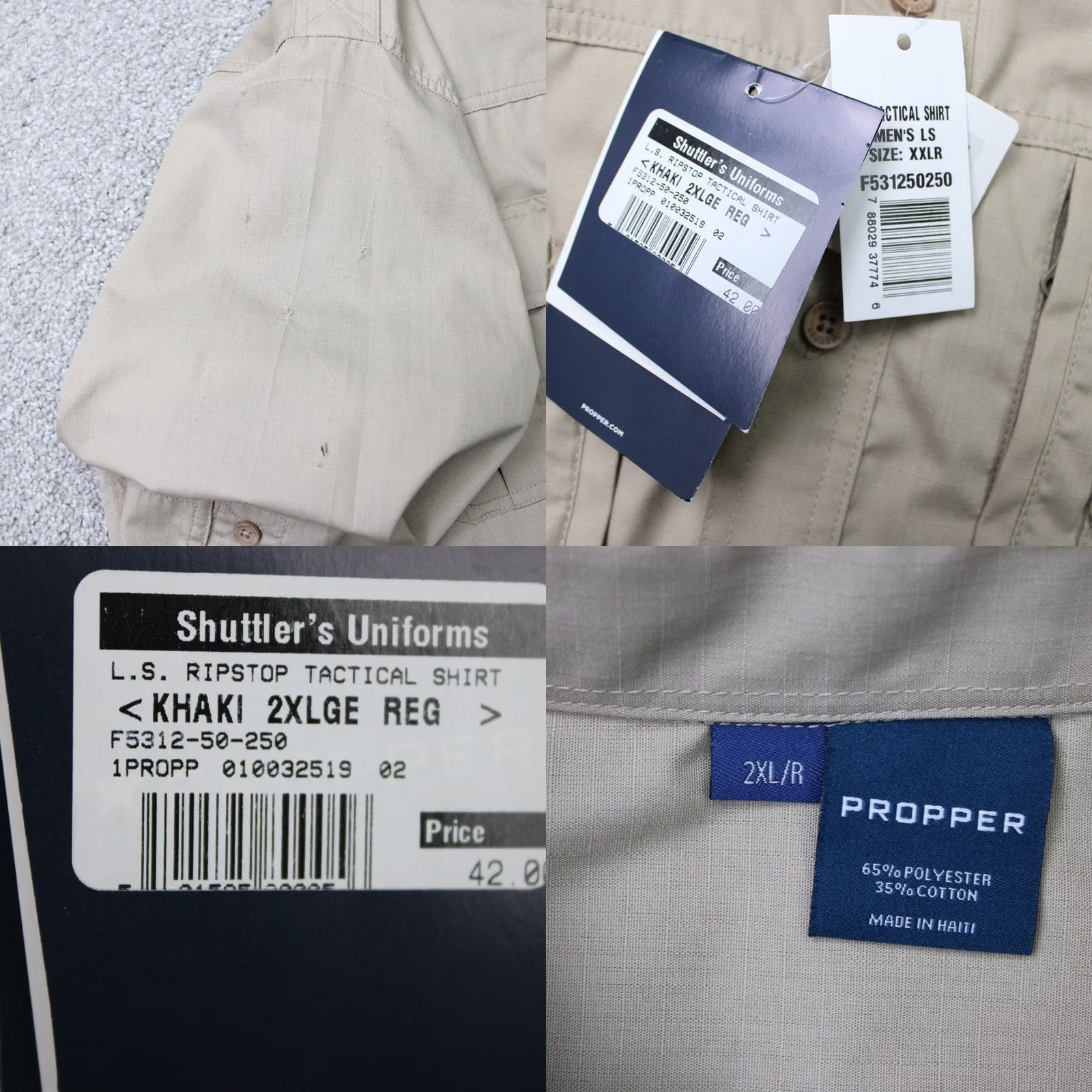 Propper Propper Shirt Mens 2XL Beige Button-Up Long Sleeve Casual Workwear Navy? Size US XXL / EU 58 / 5 - 8 Thumbnail