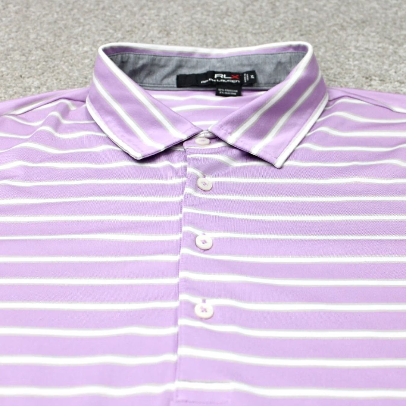 RLX Ralph Lauren RLX Ralph Lauren Polo Shirt Mens XL Purple/White Striped Short Sleeve Polo Shirt Size US XL / EU 56 / 4 - 5 Thumbnail