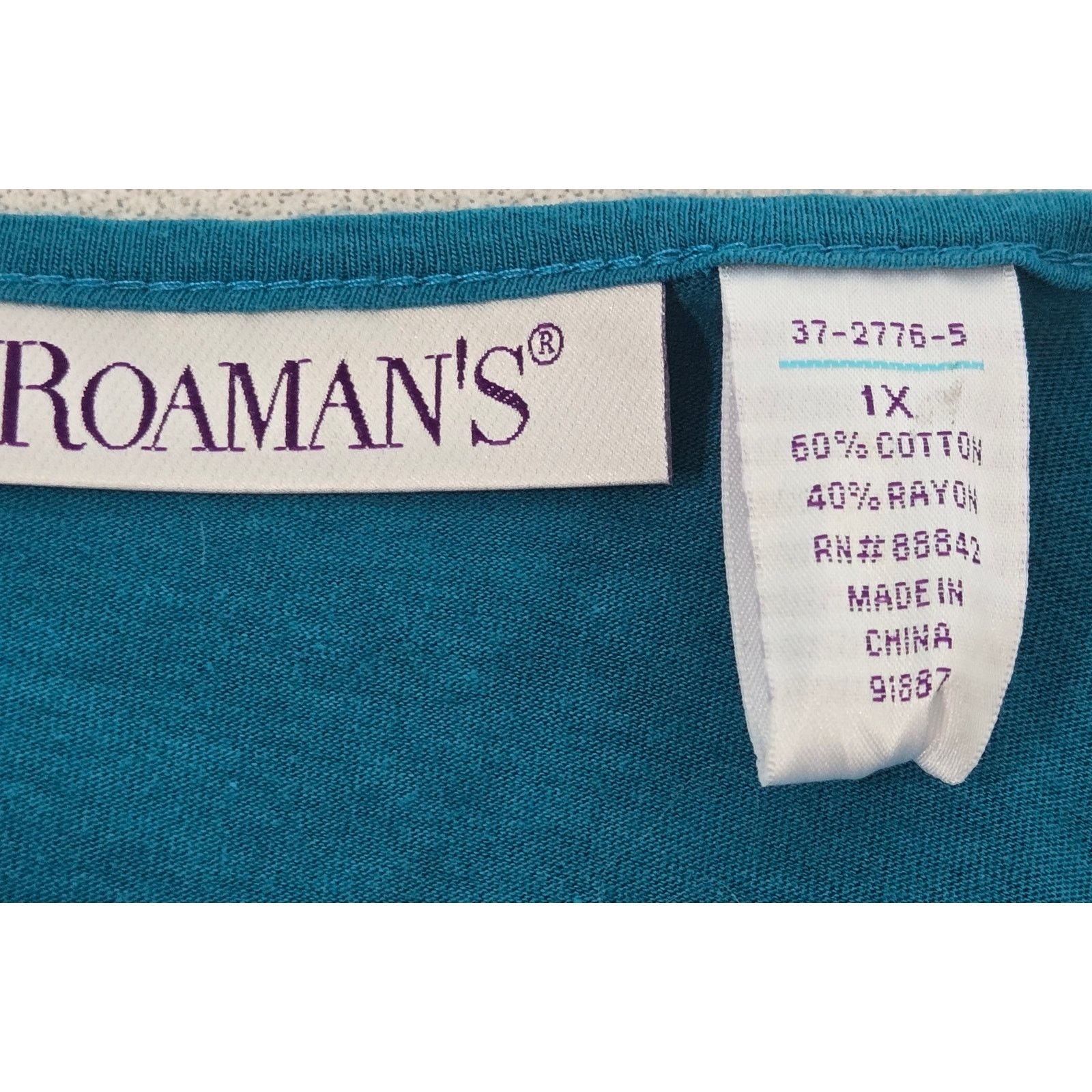 Other Roaman's Blue Teal Ruffled Layers Top 1X Plus Scoop Neck Size XXL / US 16-18 / IT 52-54 - 4 Thumbnail