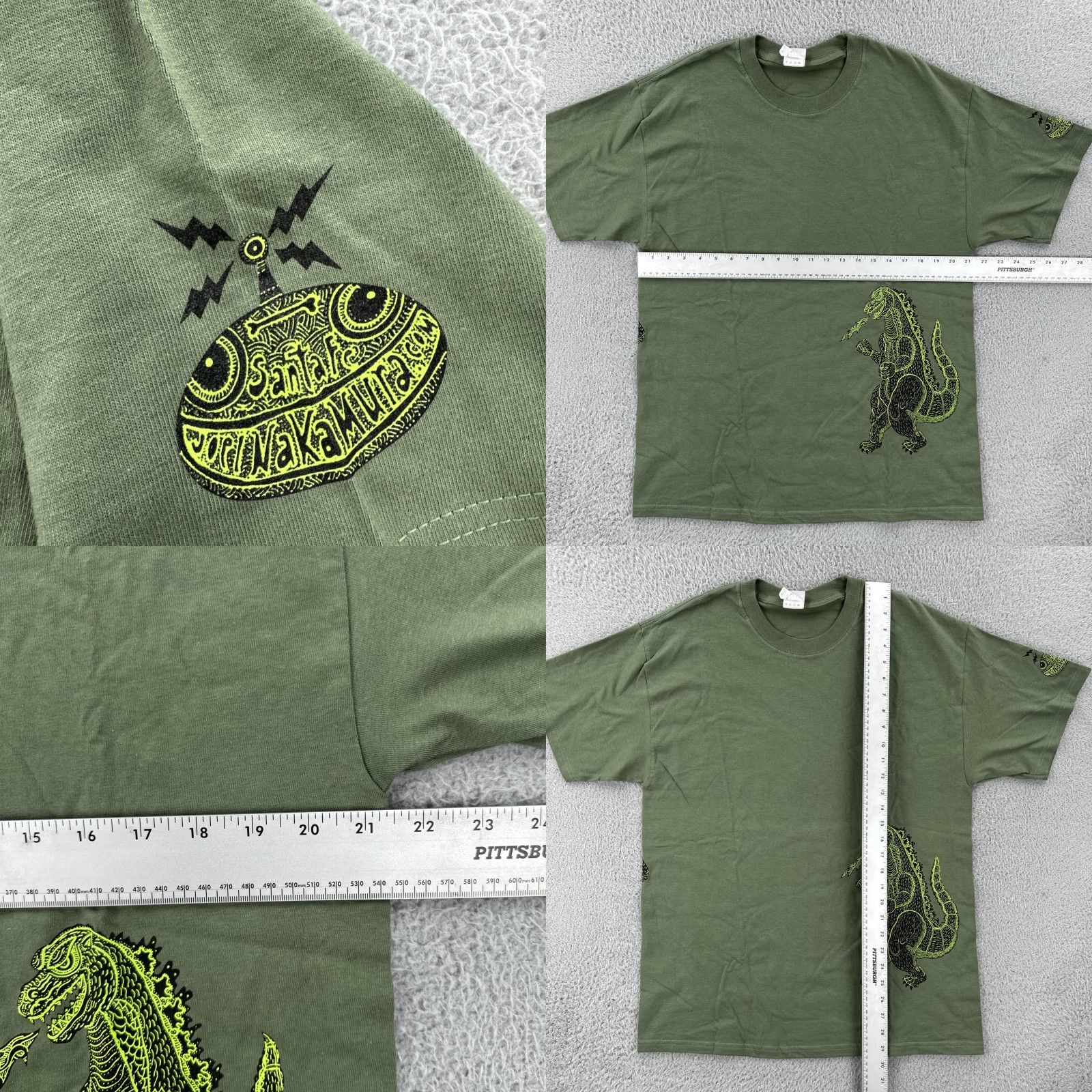Hanes VINTAGE Hanes Beefy-T Mens L Green Shirt Y2K Art Tee Godzilla King Kong Graphic Size US L / EU 52-54 / 3 - 8 Thumbnail